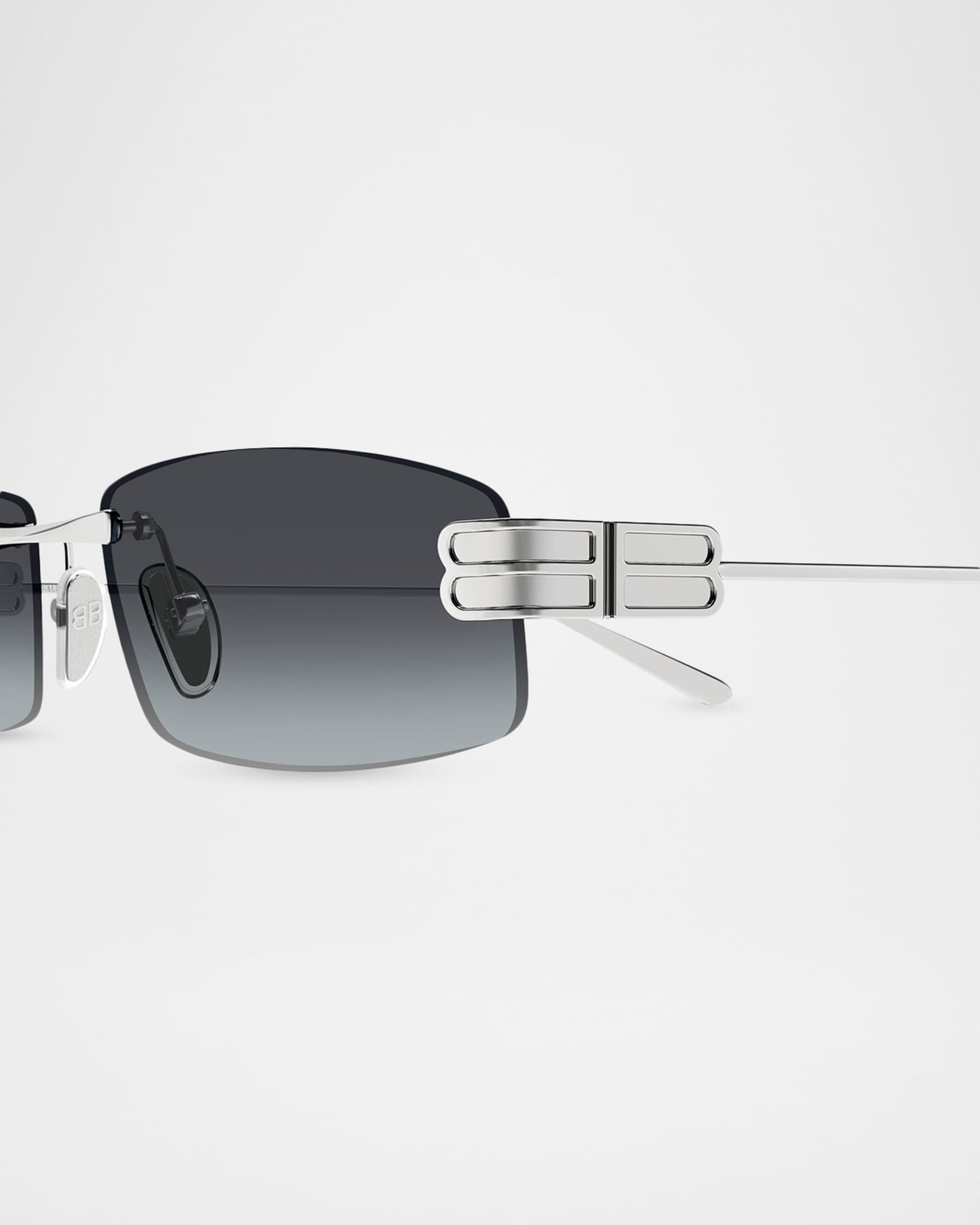 Balenciaga Men's Rimless BB Metal Rectangle Sunglasses | Neiman Marcus