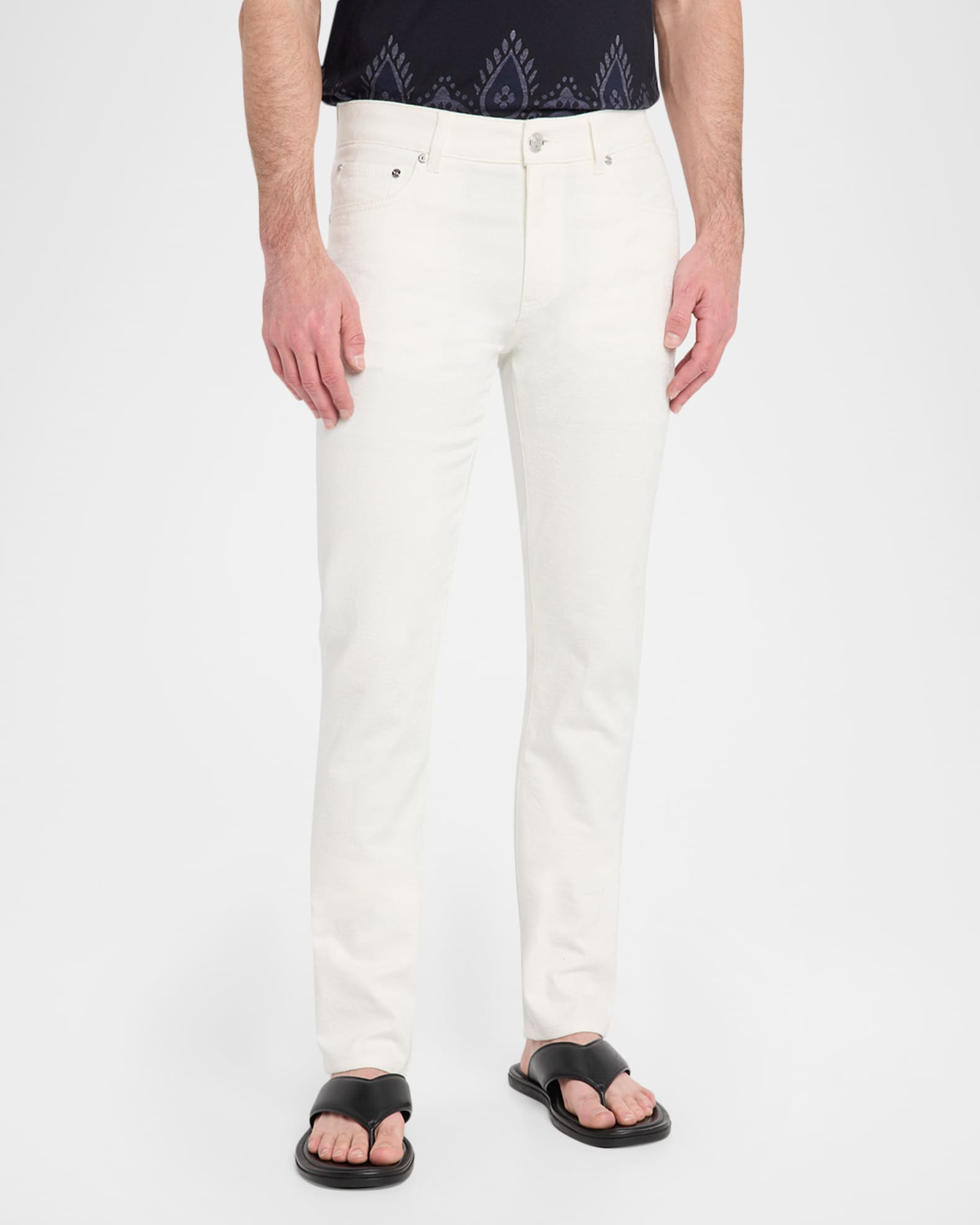 ETRO ホワイト ジーンズ Etro Men's Fuji Straight-Cut Denim Jeans | Neiman Marcus