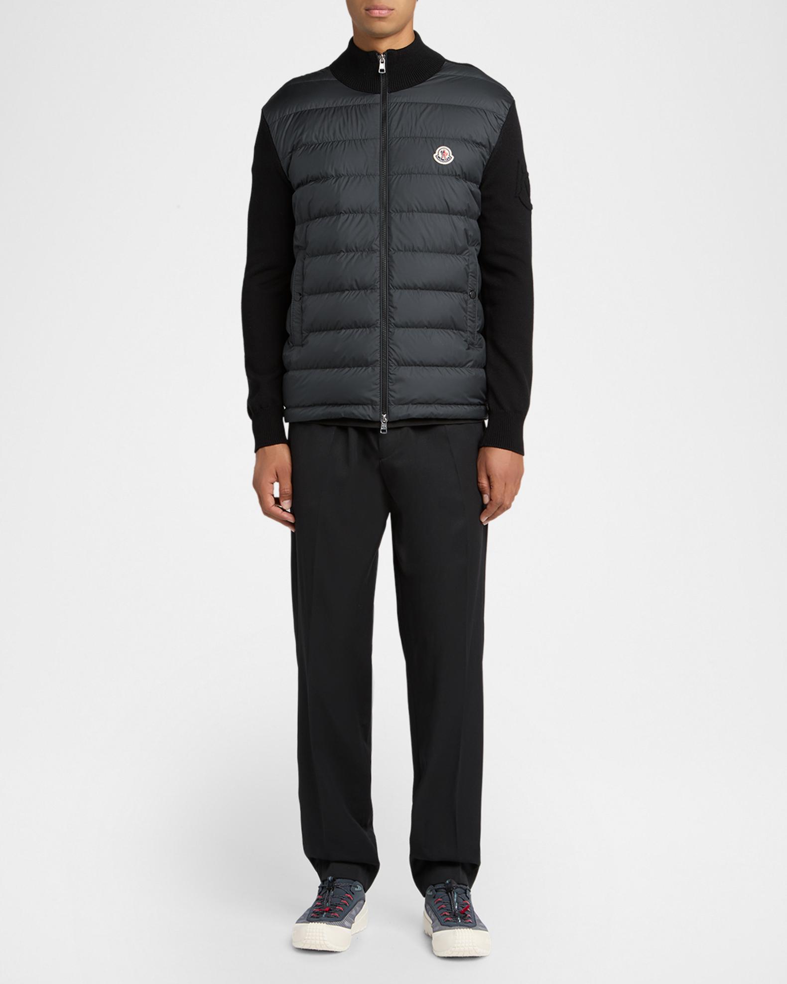 Moncler Men's Quilted Knit Hybrid Full-Zip Cardigan | Neiman Marcus
