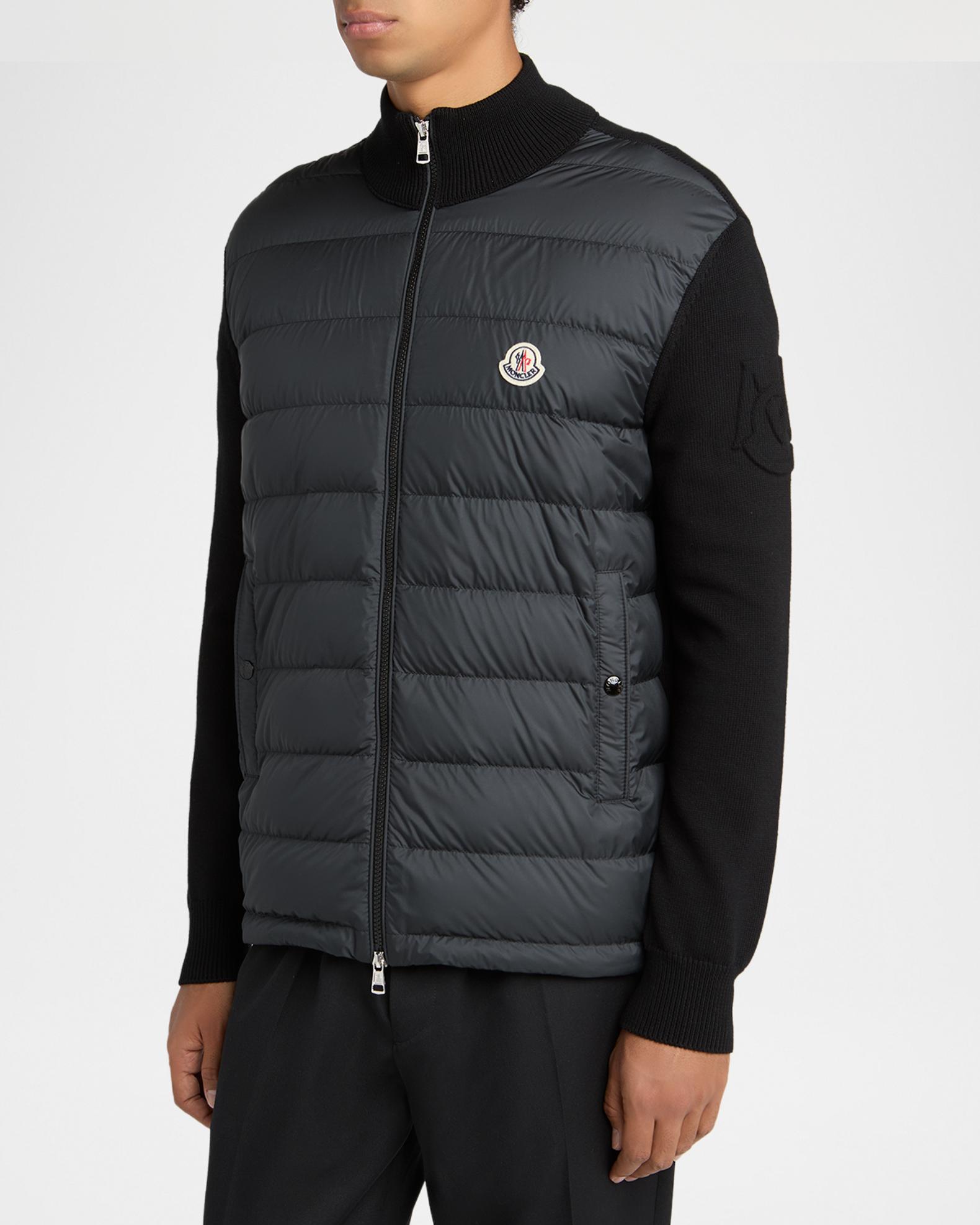 Moncler Men's Quilted Knit Hybrid Full-Zip Cardigan | Neiman Marcus