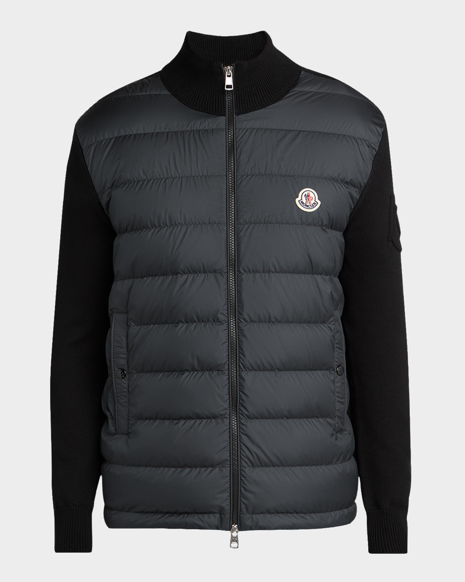 Moncler Men's Quilted Knit Hybrid Full-Zip Cardigan | Neiman Marcus