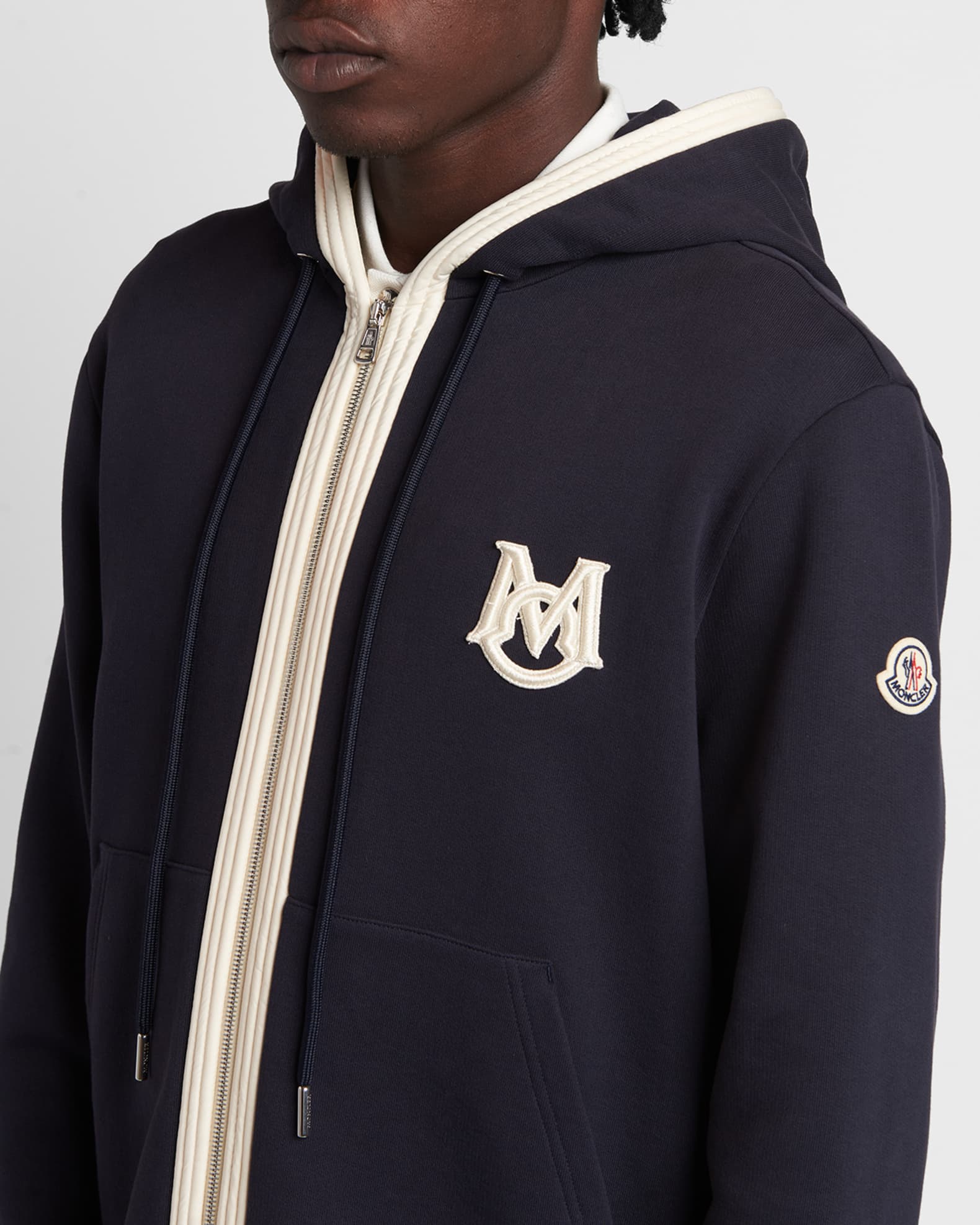 Moncler Men's Monogram Full-Zip Hoodie | Neiman Marcus