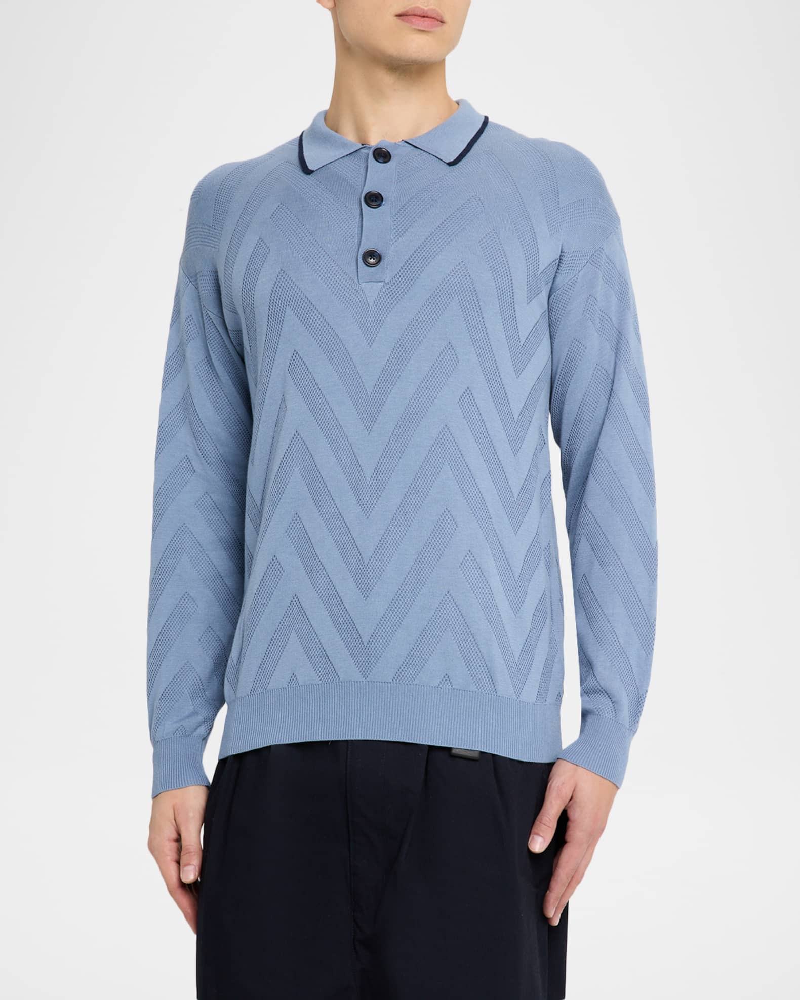 Scotch & Soda Men's Zigzag Knit Polo Sweater | Neiman Marcus