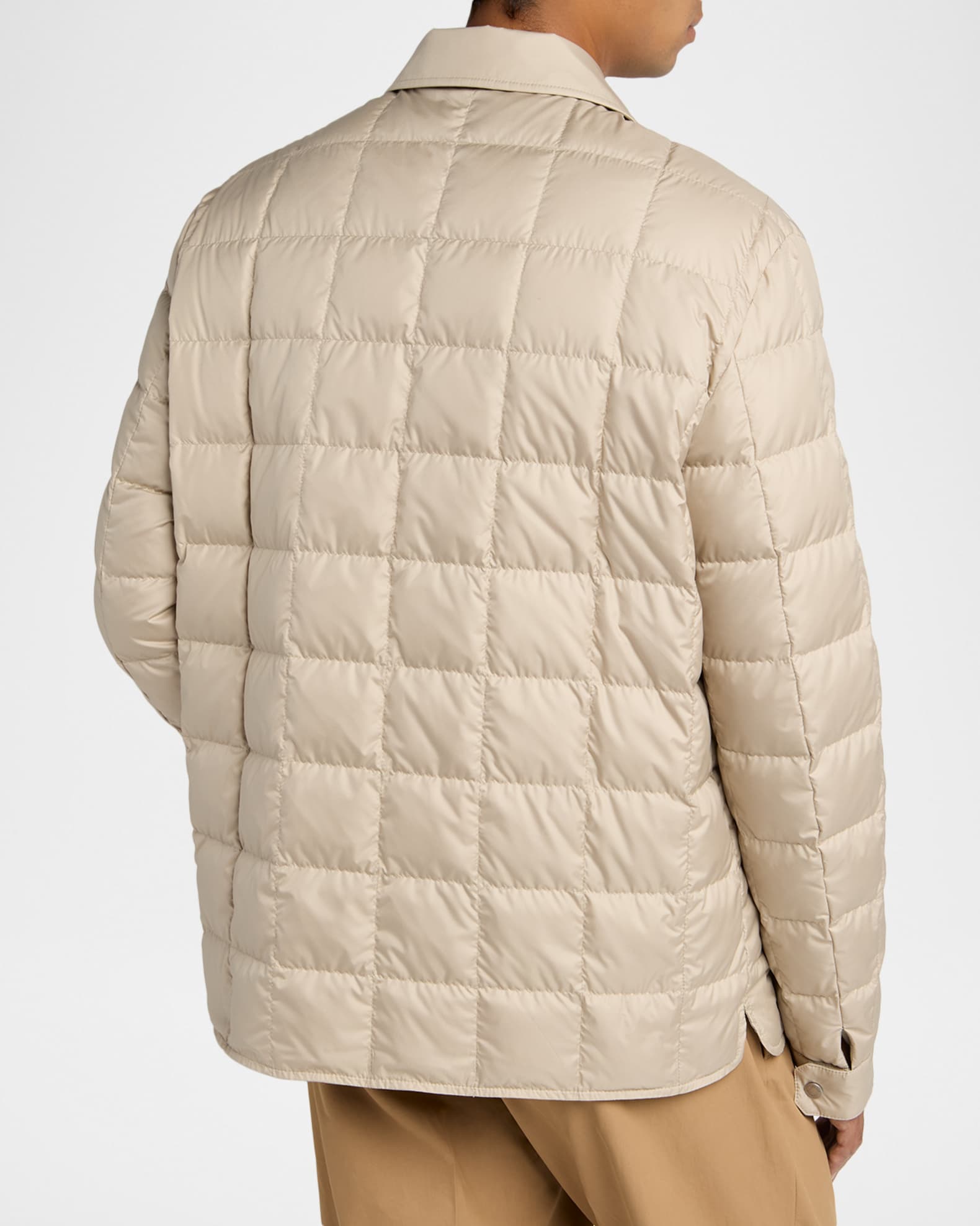 Moncler Men's Castellana Square-Quilted Down Shirt Jacket | Neiman