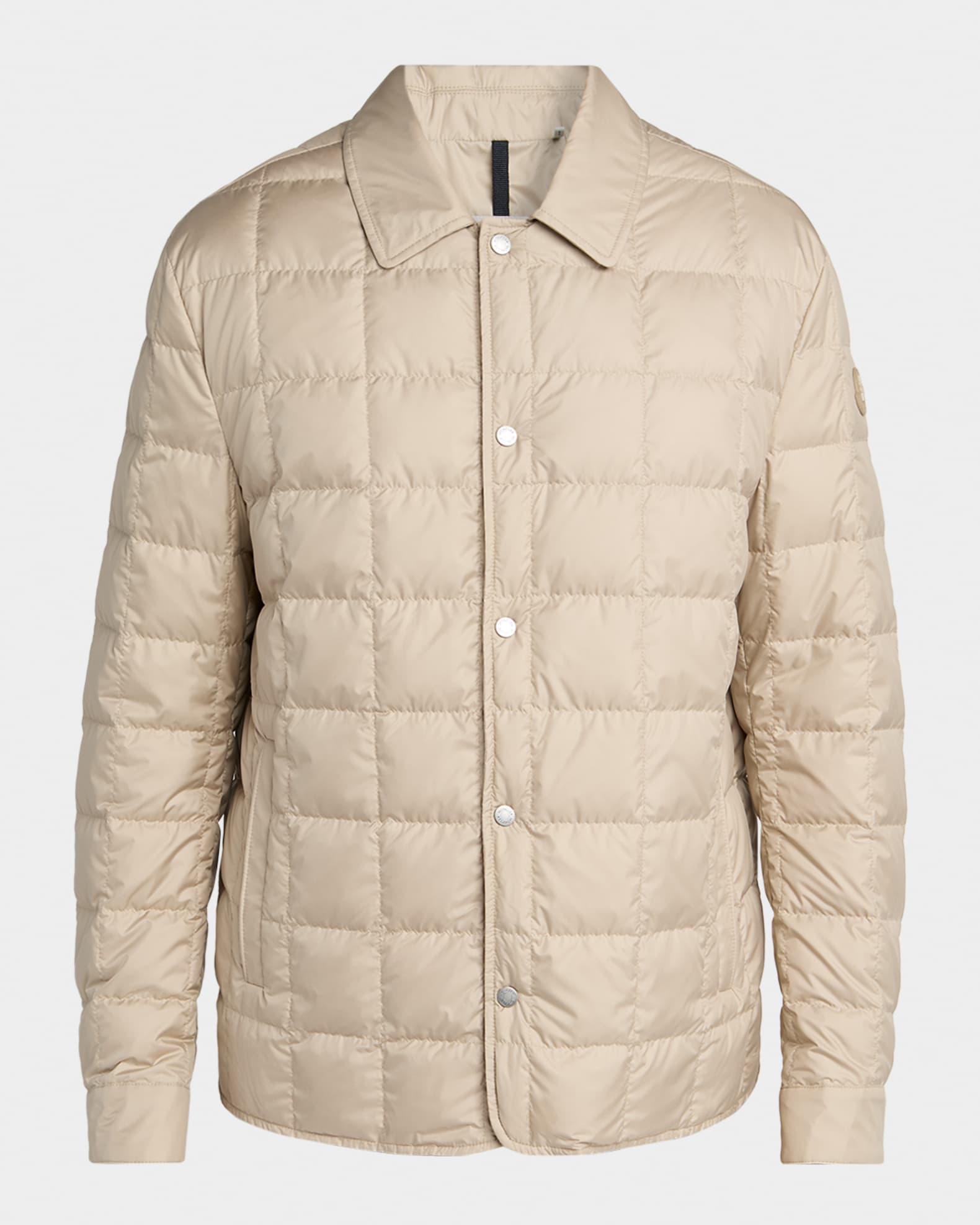 Moncler Men's Castellana Square-Quilted Down Shirt Jacket | Neiman