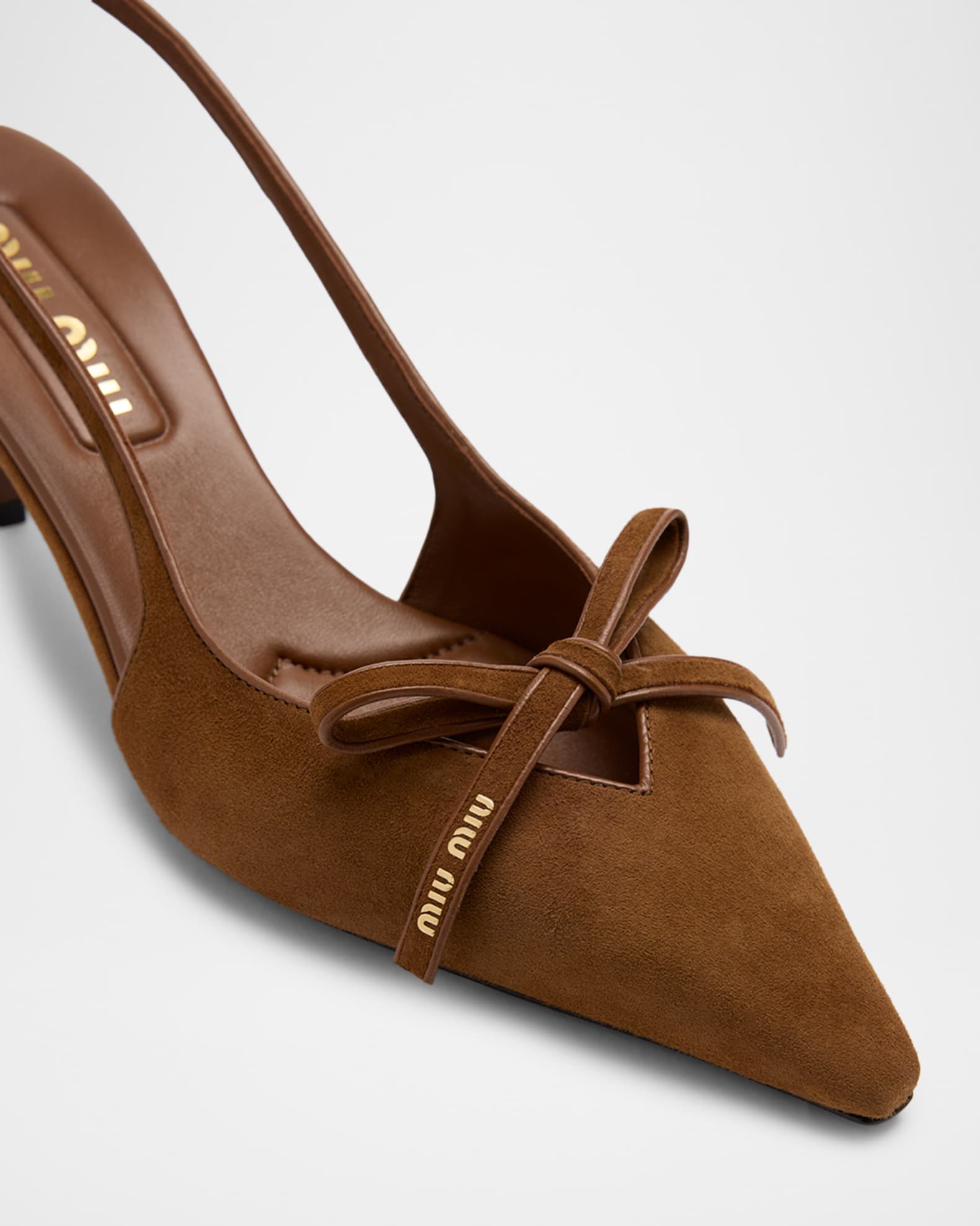 Miu Miu 55mm Bow Suede Slingback Pumps | Neiman Marcus