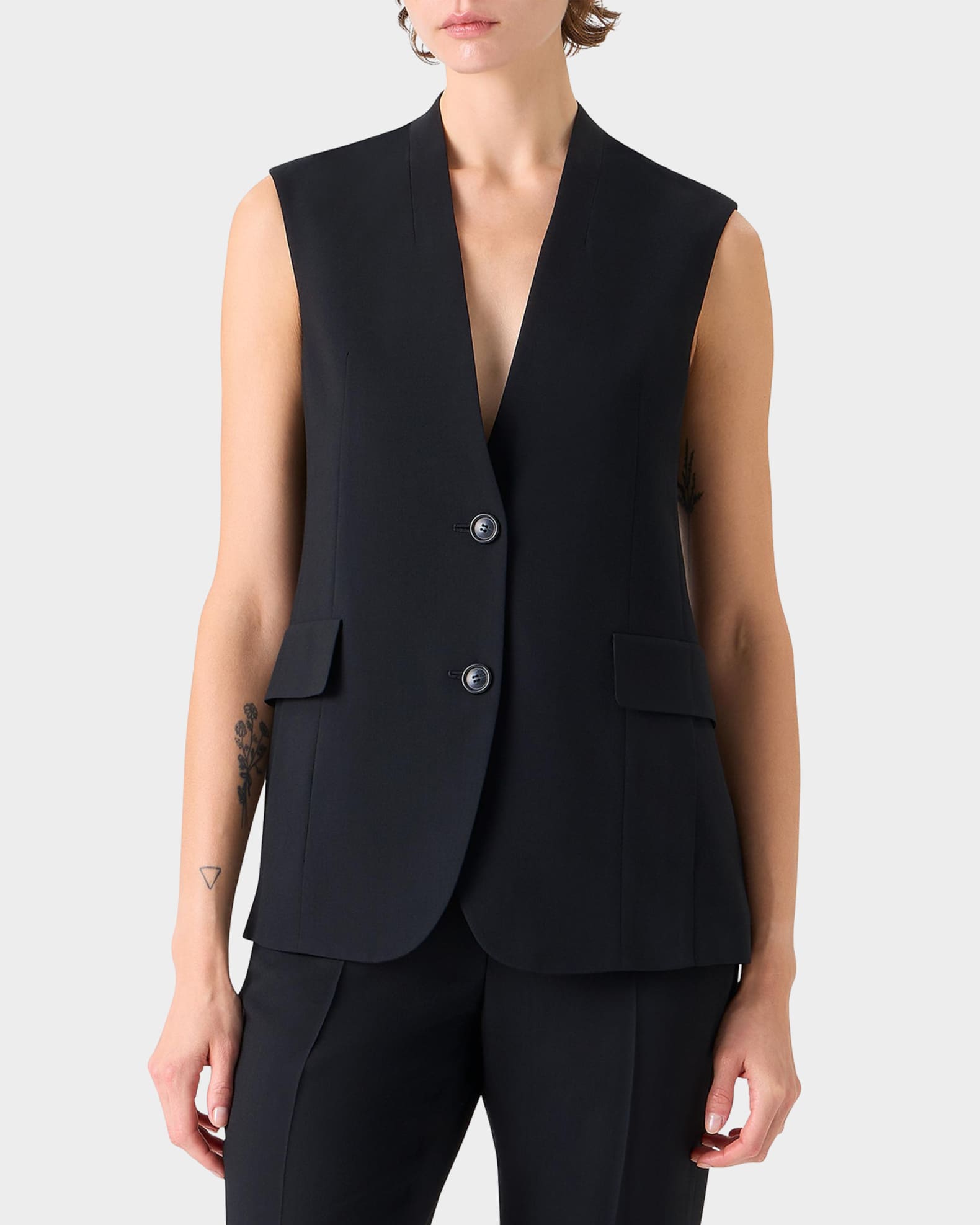 Akris Martina Cool Wool Single-Breasted V-Neck Vest | Neiman Marcus