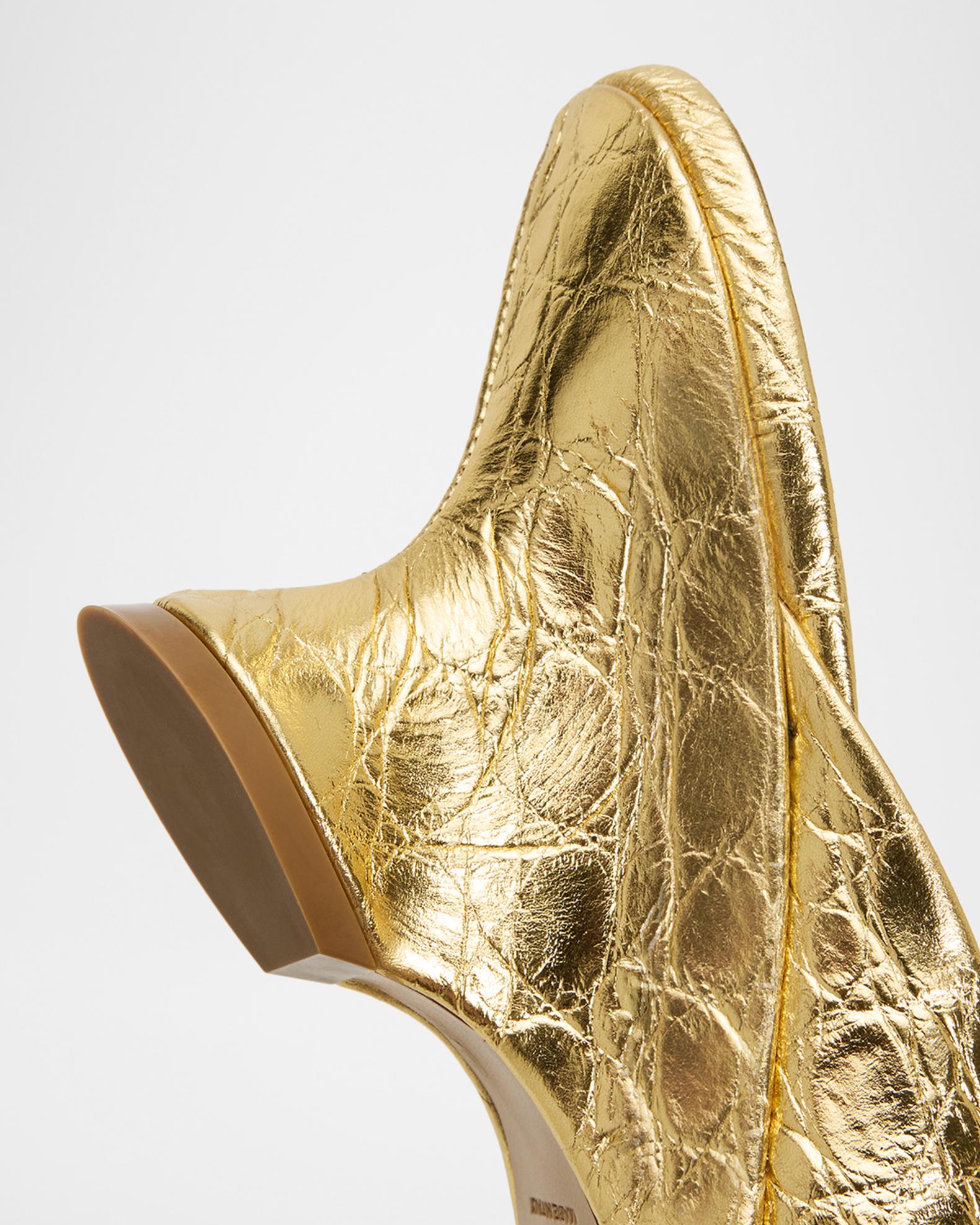 Dries Van Noten 75mm Croc-Embossed Metallic Leather Wedge Mules