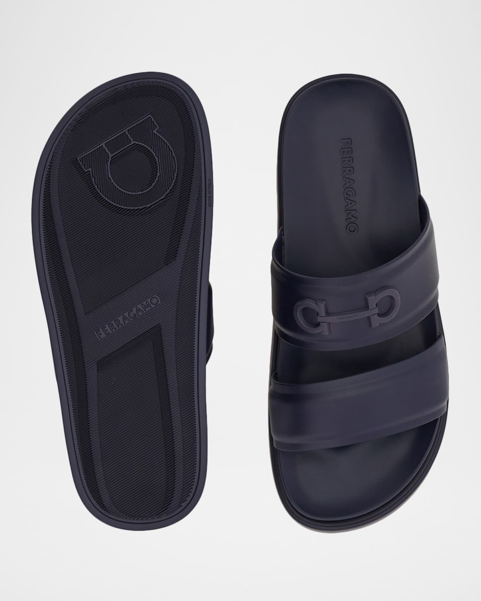 Ferragamo Men's Saint Bartheva Padded Leather Double-Strap Slide
