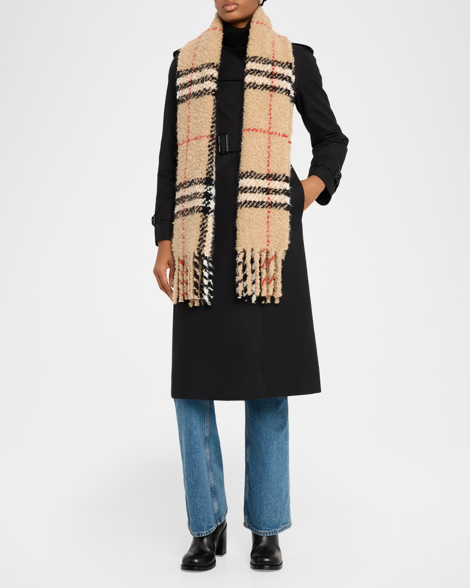 Burberry Check Alpaca Wool Blend Bouclé Scarf | Neiman Marcus