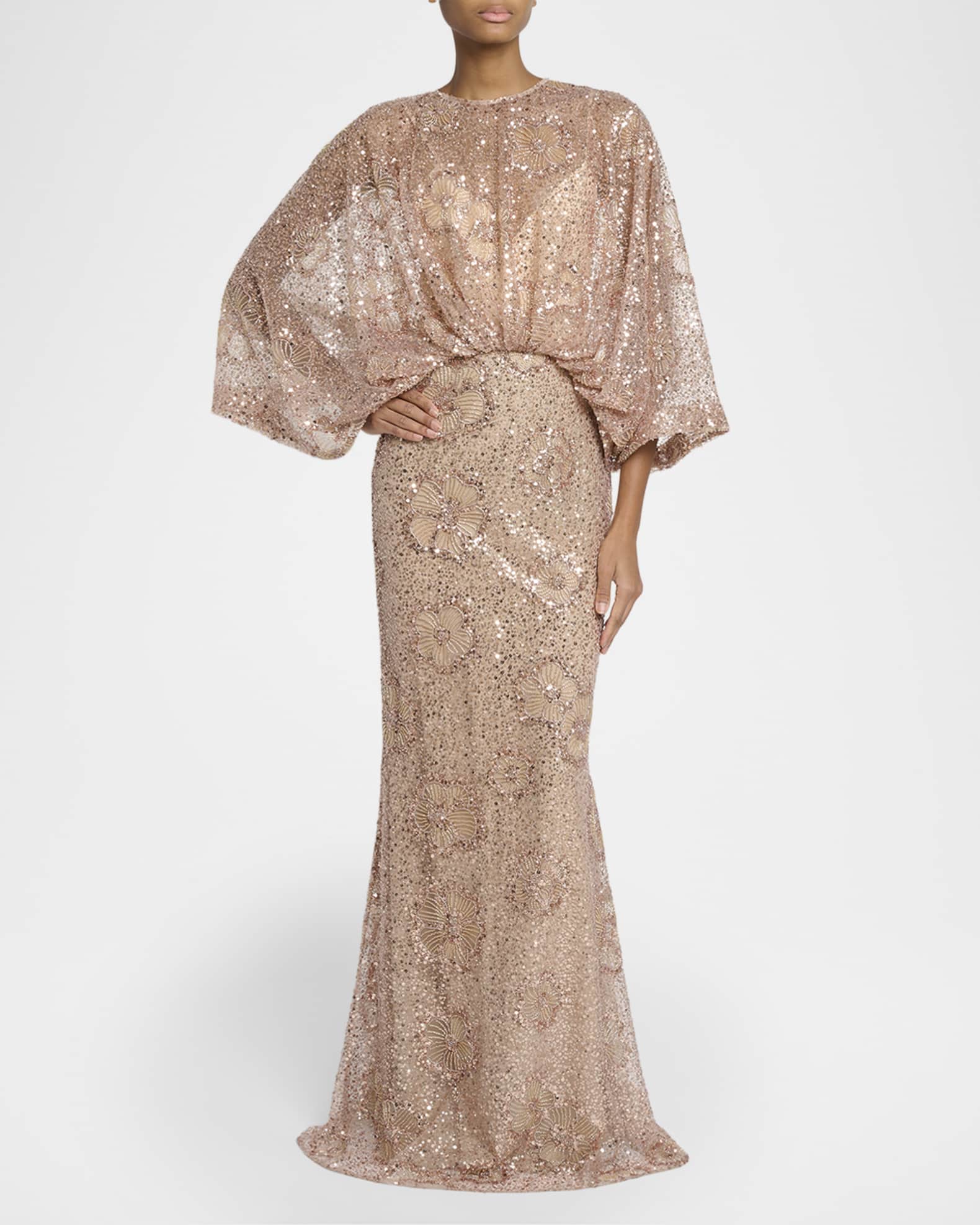 green emerald velvet dress Floral Embroidered Sequin Gown – ELIE SAAB main image 1