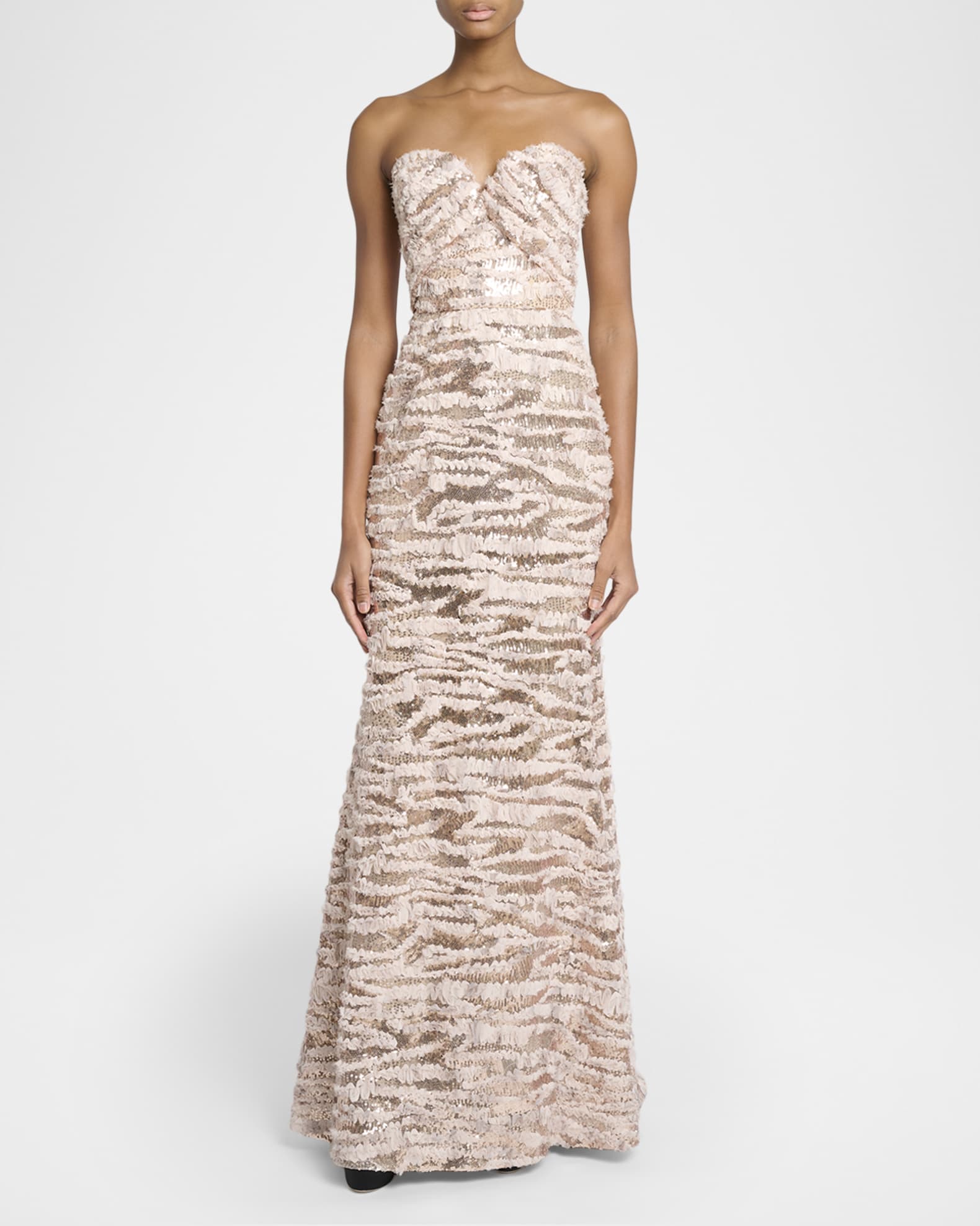 white christmas dresses Floral Embroidered Sequin Gown – ELIE SAAB