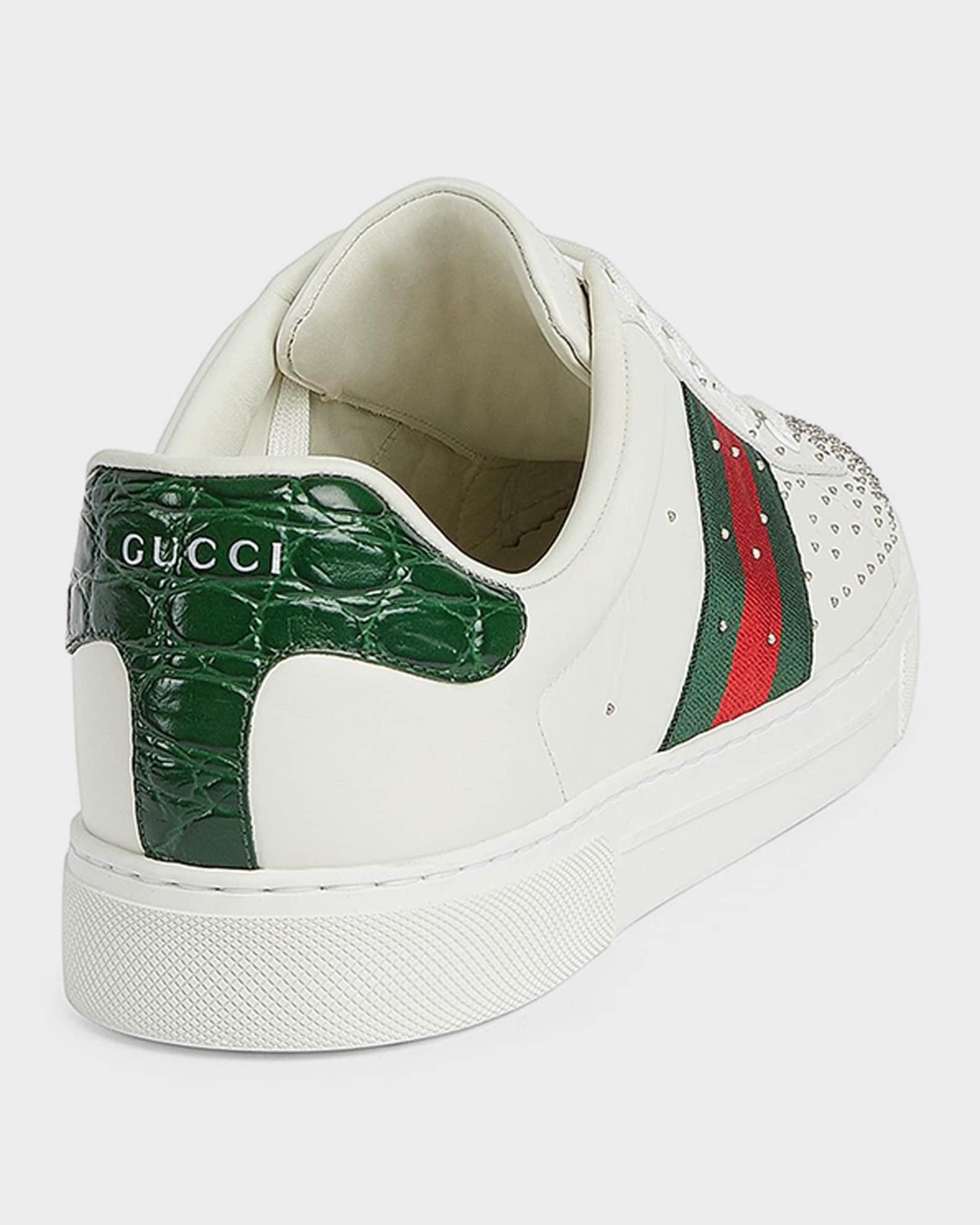 Gucci Men's Ace Studded Leather Low-Top Sneakers | Neiman Marcus