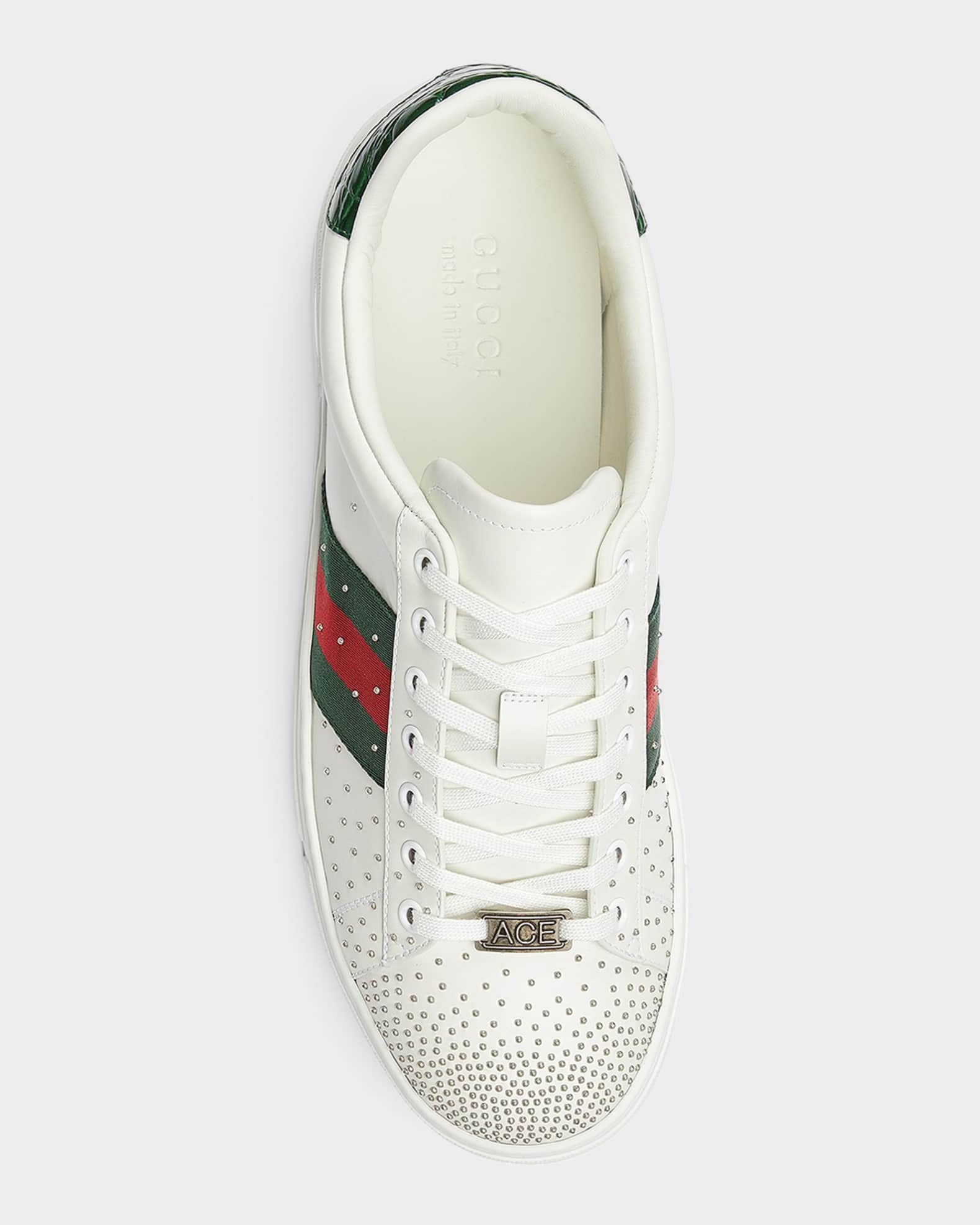 Gucci Men's Ace Studded Leather Low-Top Sneakers | Neiman Marcus