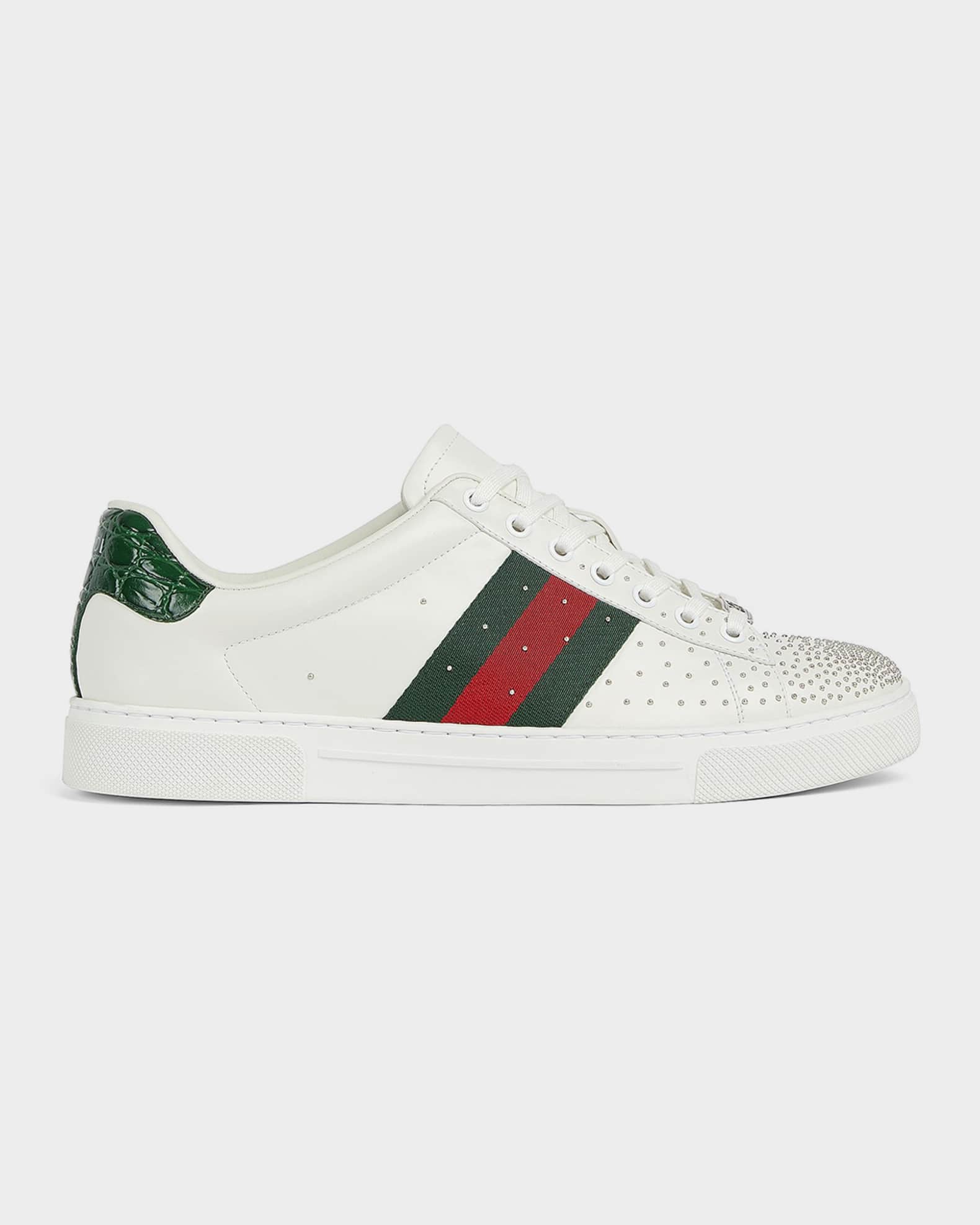 Gucci Men's Ace Studded Leather Low-Top Sneakers | Neiman Marcus