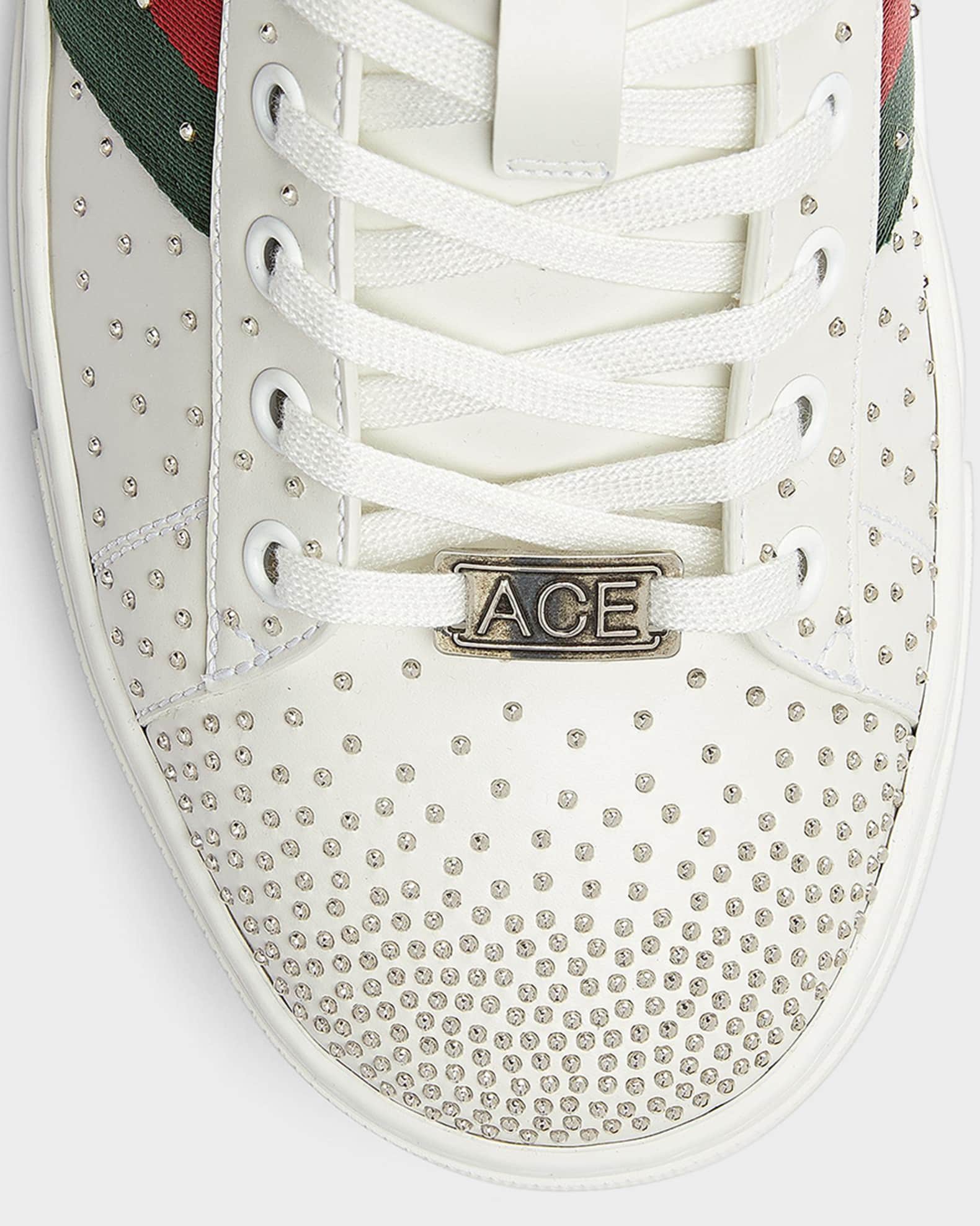 Gucci Men's Ace Studded Leather Low-Top Sneakers | Neiman Marcus