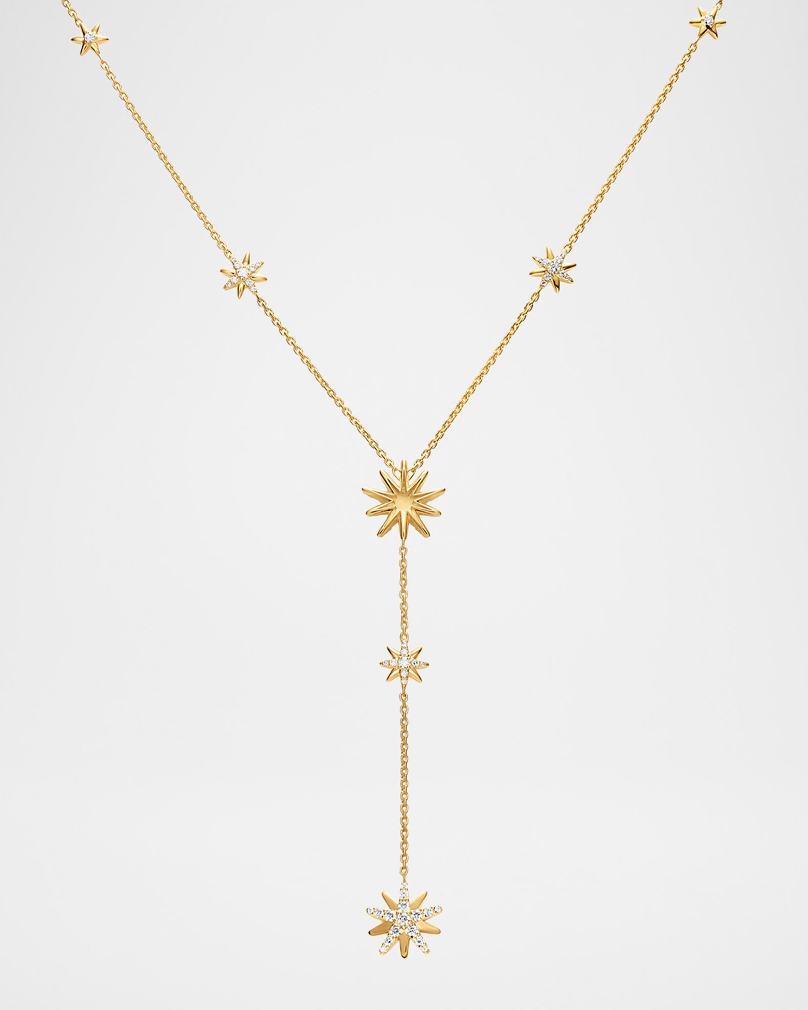 David Yurman Starburst Y Necklace with Diamonds in 18K Gold, 76.7