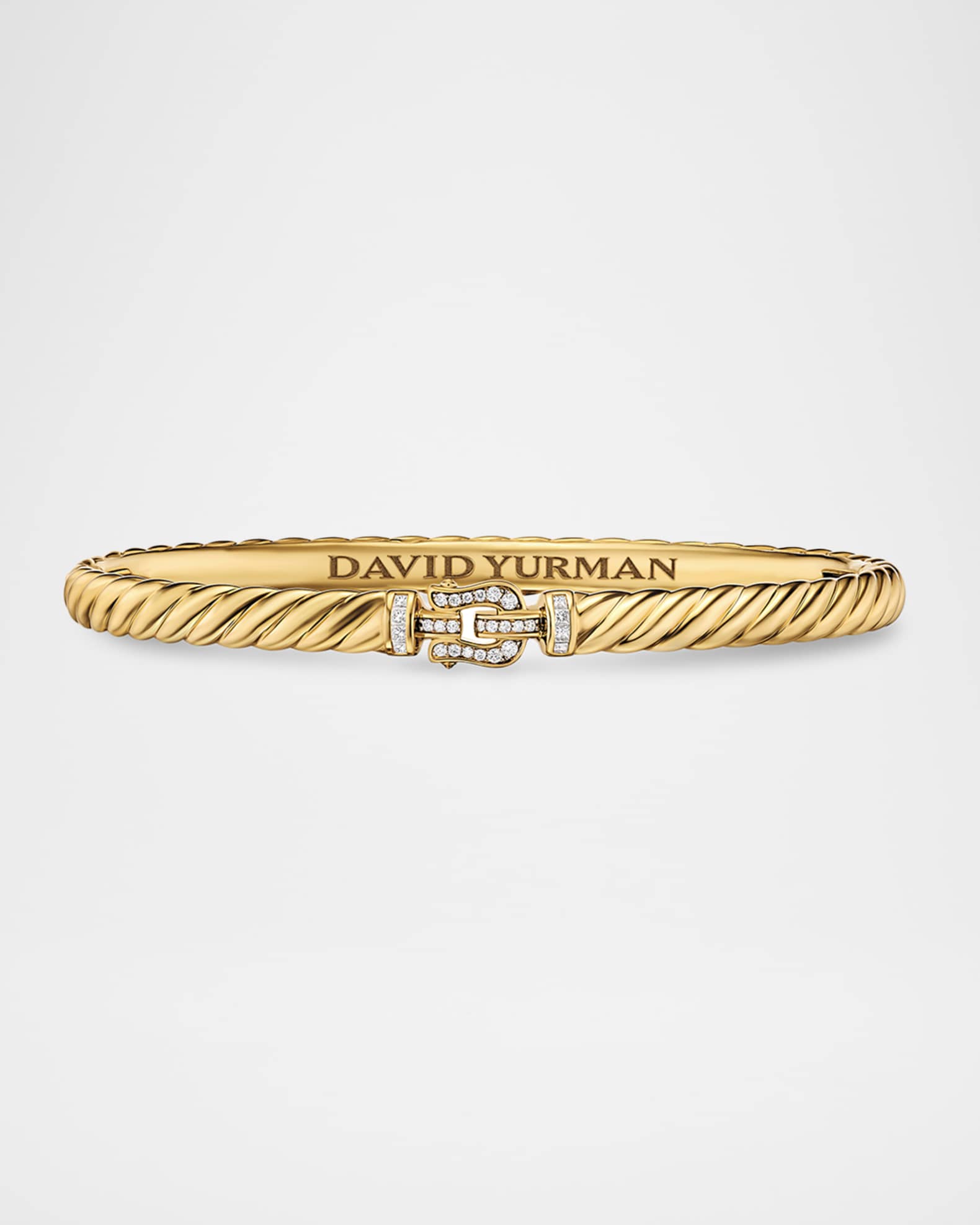 David Yurman Sculpted Cable Buckle Bracelet with Diamonds in 18K
