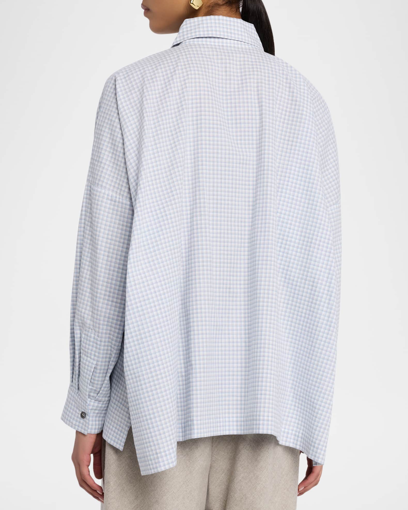 Eskandar Wide-Fit Check Cotton Shirt | Neiman Marcus