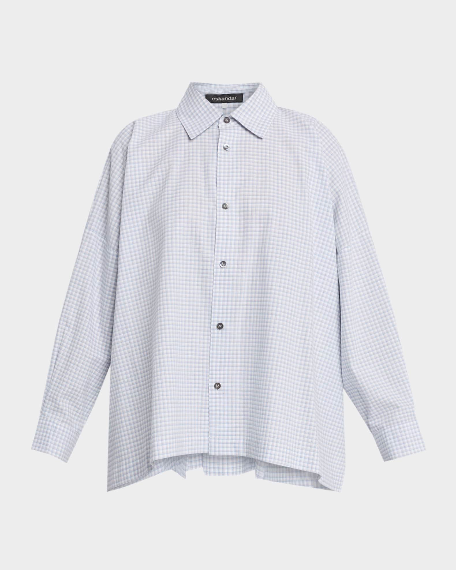 Eskandar Wide-Fit Check Cotton Shirt | Neiman Marcus