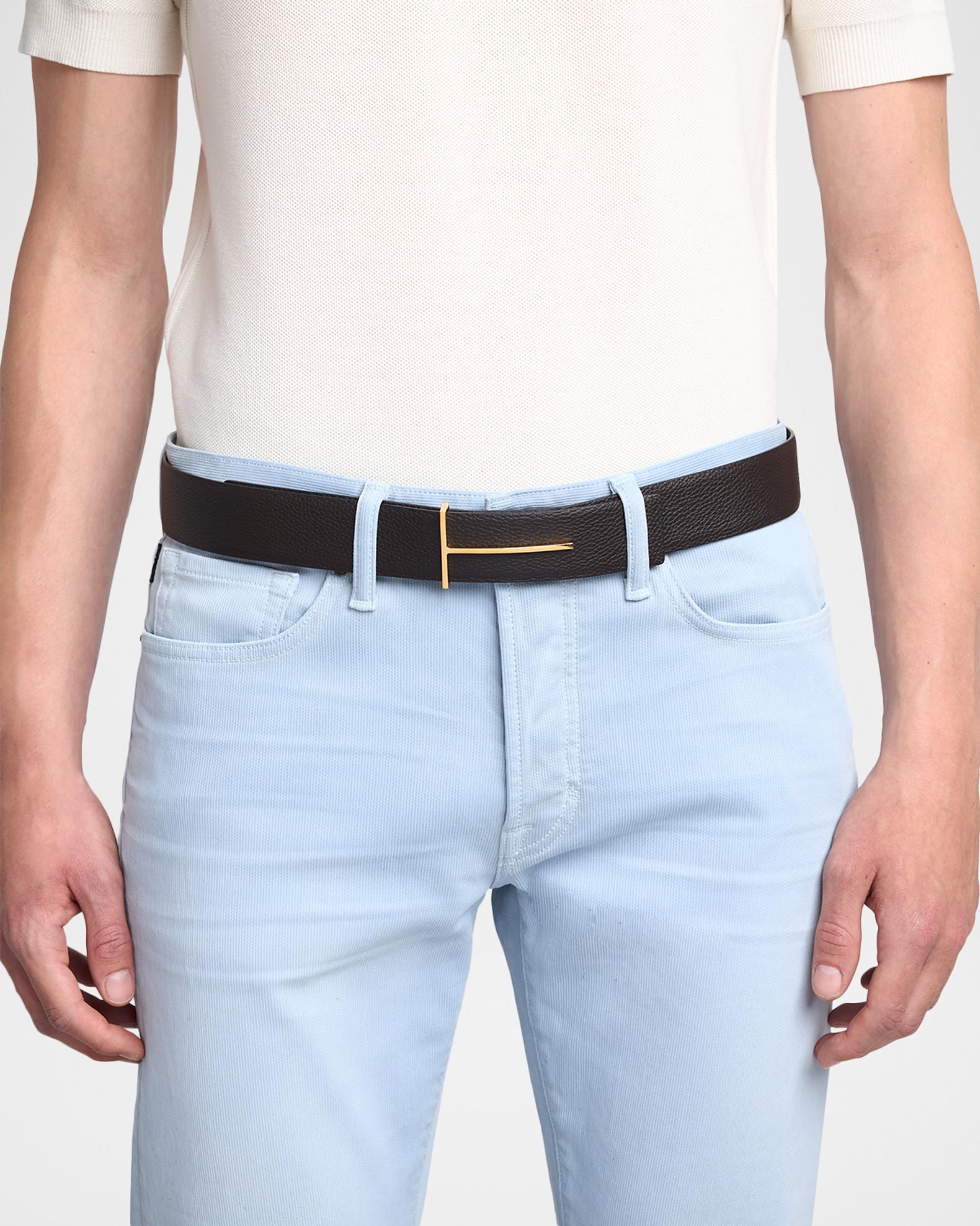 TOM FORD Men's Reversible Leather T-Buckle Belt | Neiman Marcus