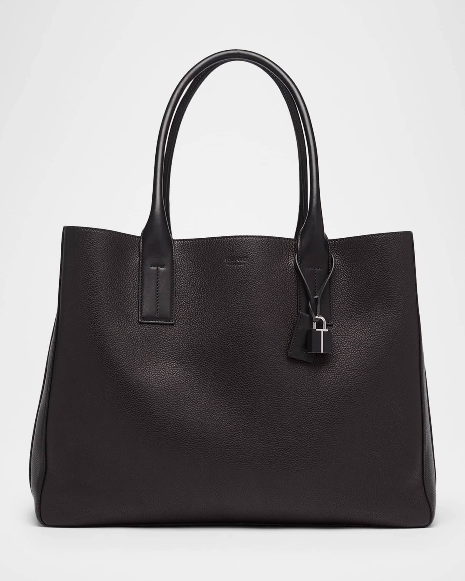 TOM FORD Men's T-Line Grained Leather East-West Tote Bag | Neiman
