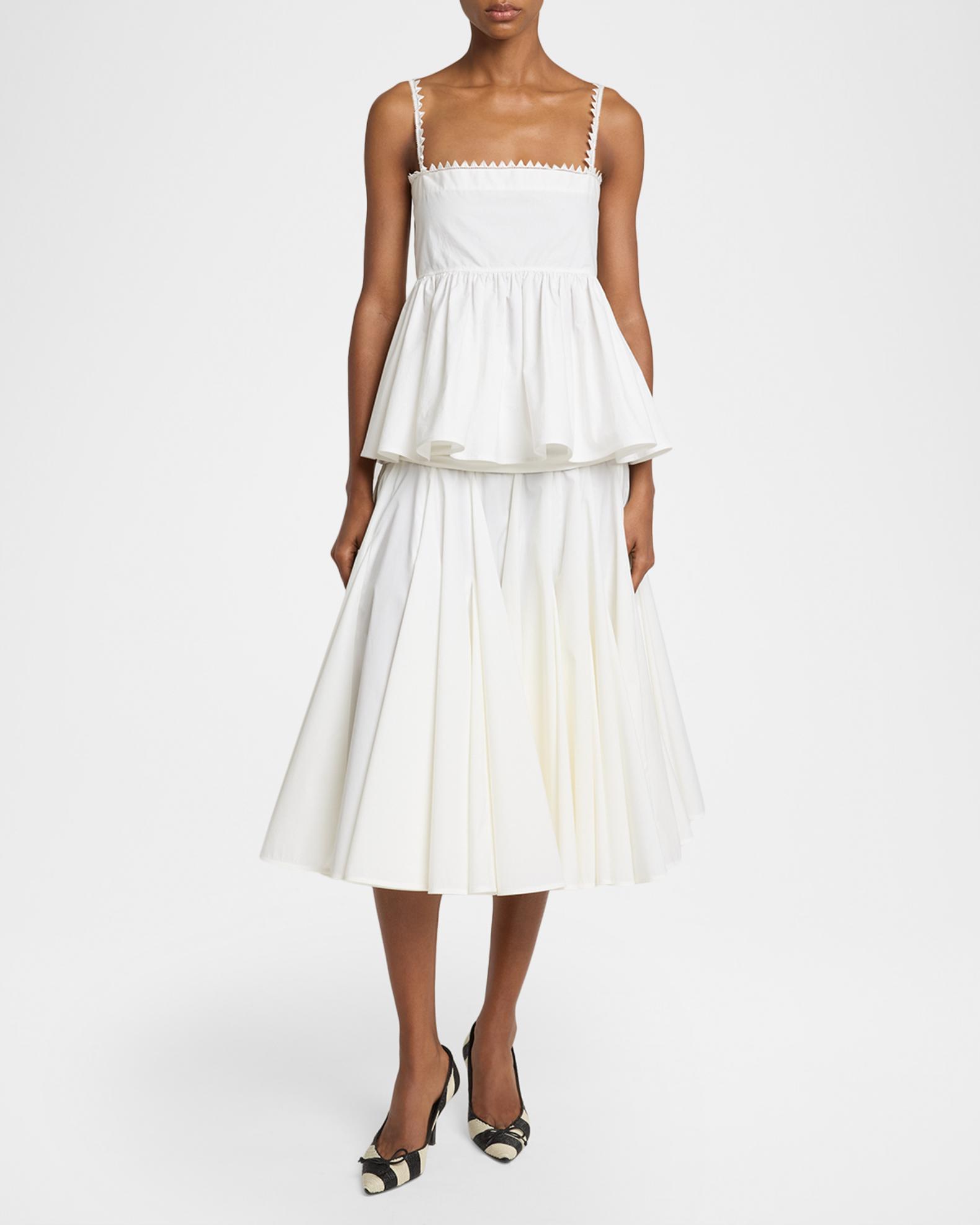 Jacquemus Sharktooth Trim Peplum-Hem Top | Neiman Marcus