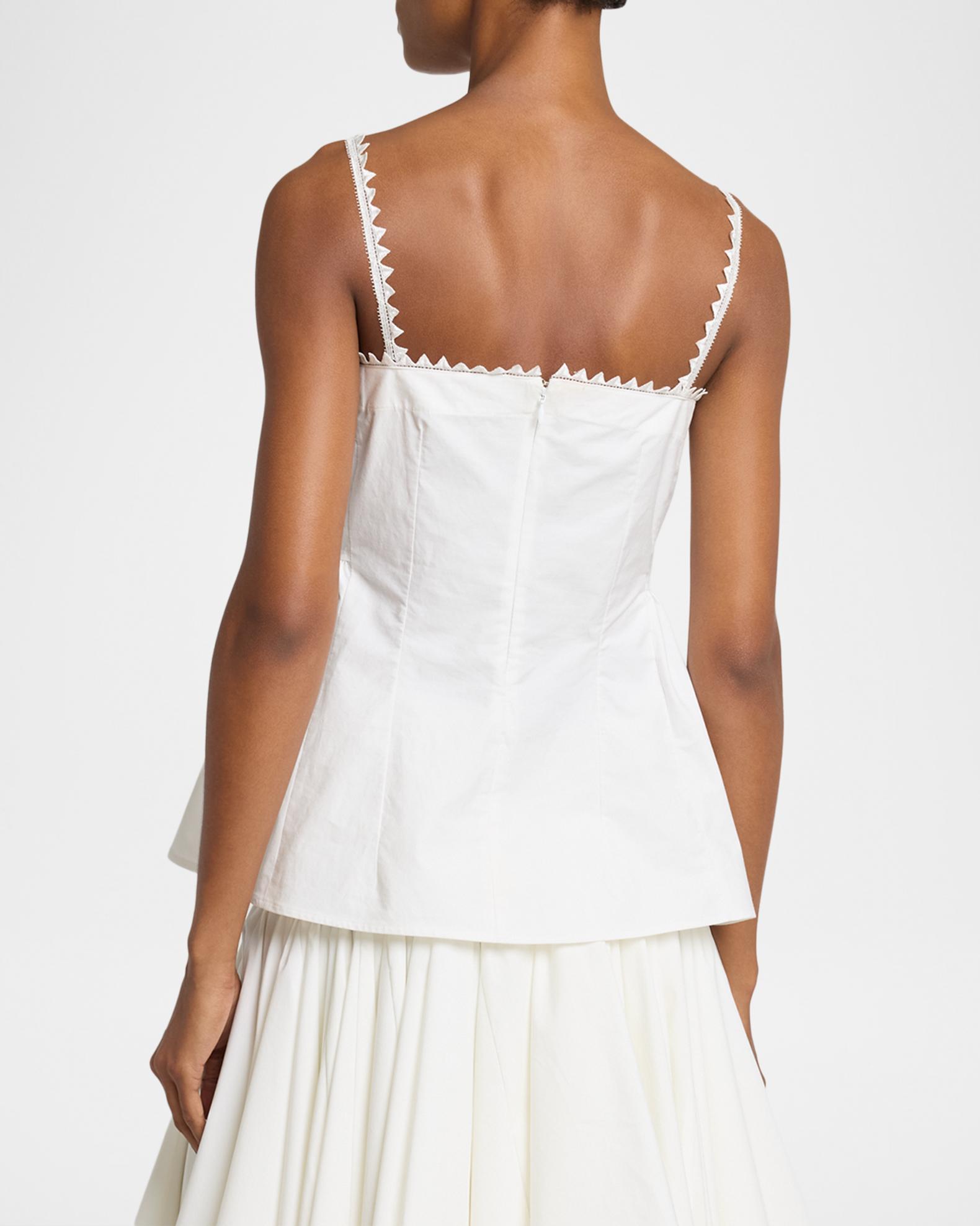 Jacquemus Sharktooth Trim Peplum-Hem Top | Neiman Marcus