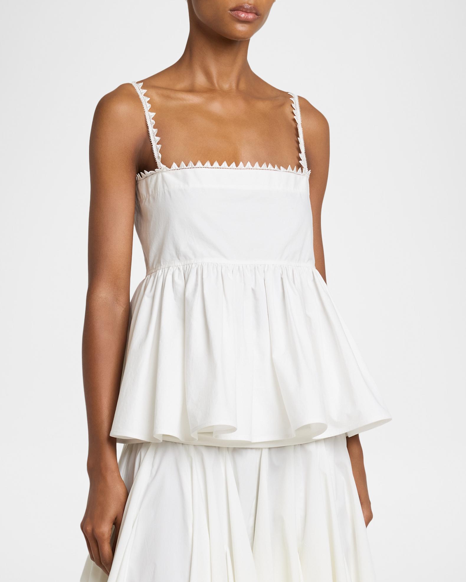 Jacquemus Sharktooth Trim Peplum-Hem Top | Neiman Marcus