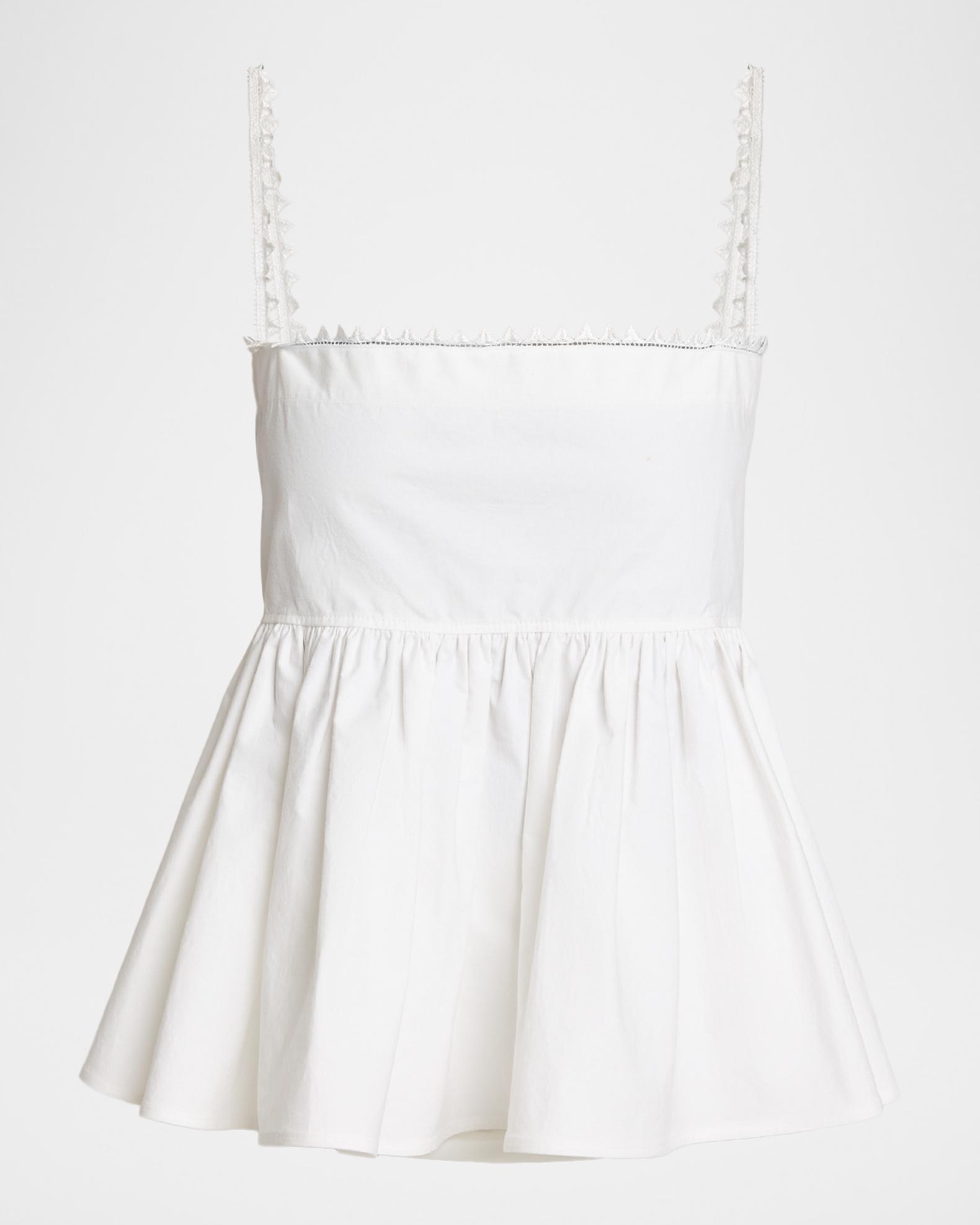 Jacquemus Sharktooth Trim Peplum-Hem Top | Neiman Marcus