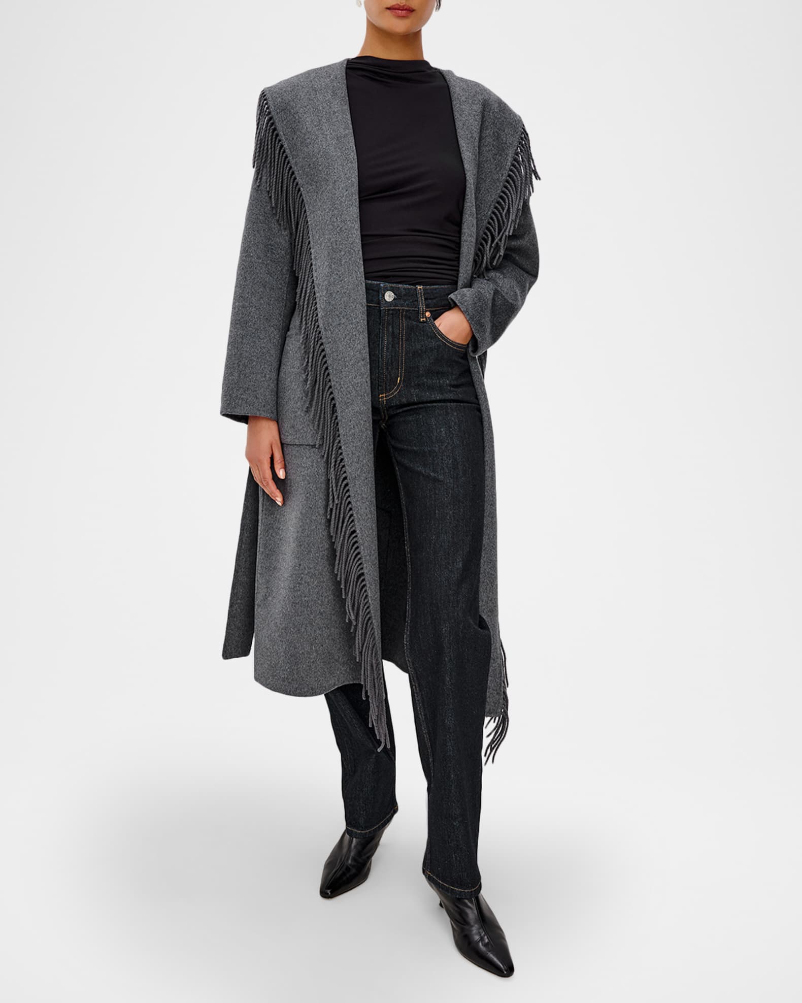 Rails Arlon Hooded Wrap Coat with Fringe-Trim | Neiman Marcus