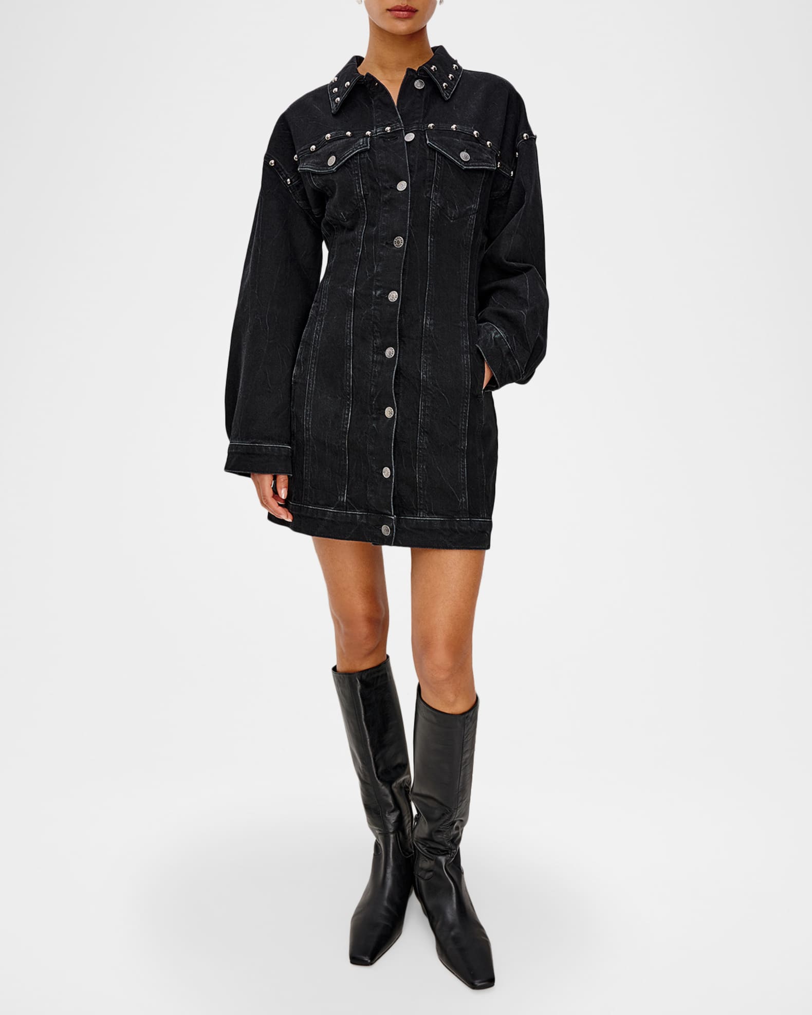 Rails Ladera Studded Denim Mini Dress - Black
