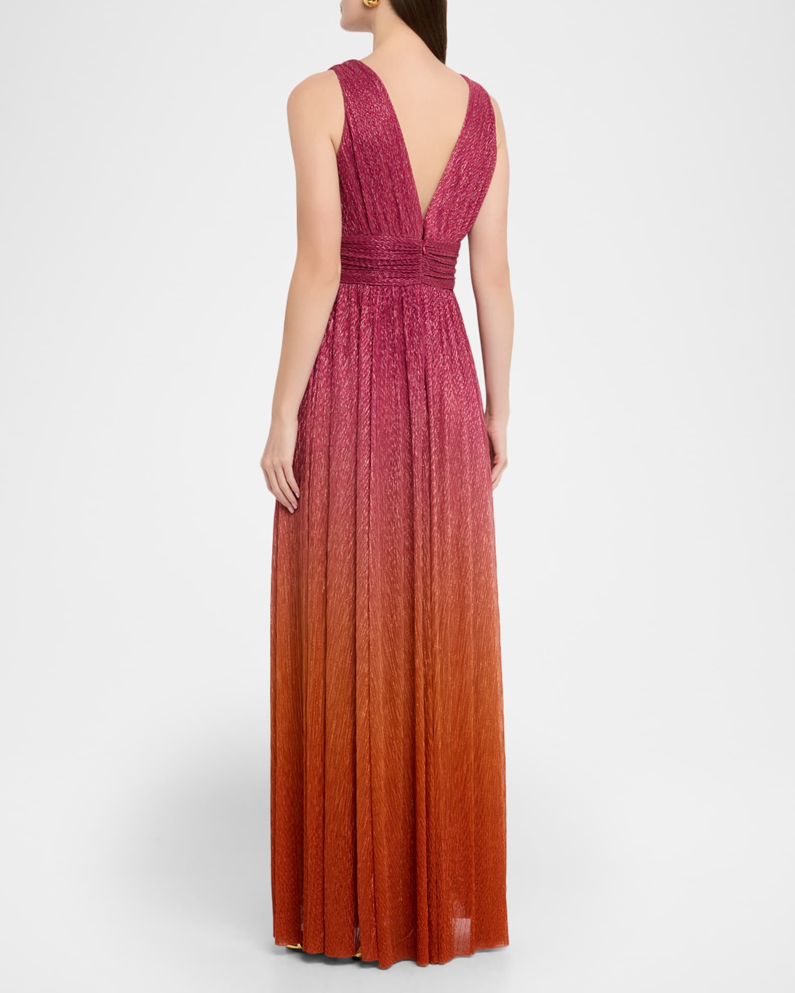 Ungaro Ray Sleeveless Shimmer Ombre Gown, Claret Mul, Women's, 2, Evening Formal Gala Gowns Mother of the Bride Groom Sleeveless Gowns