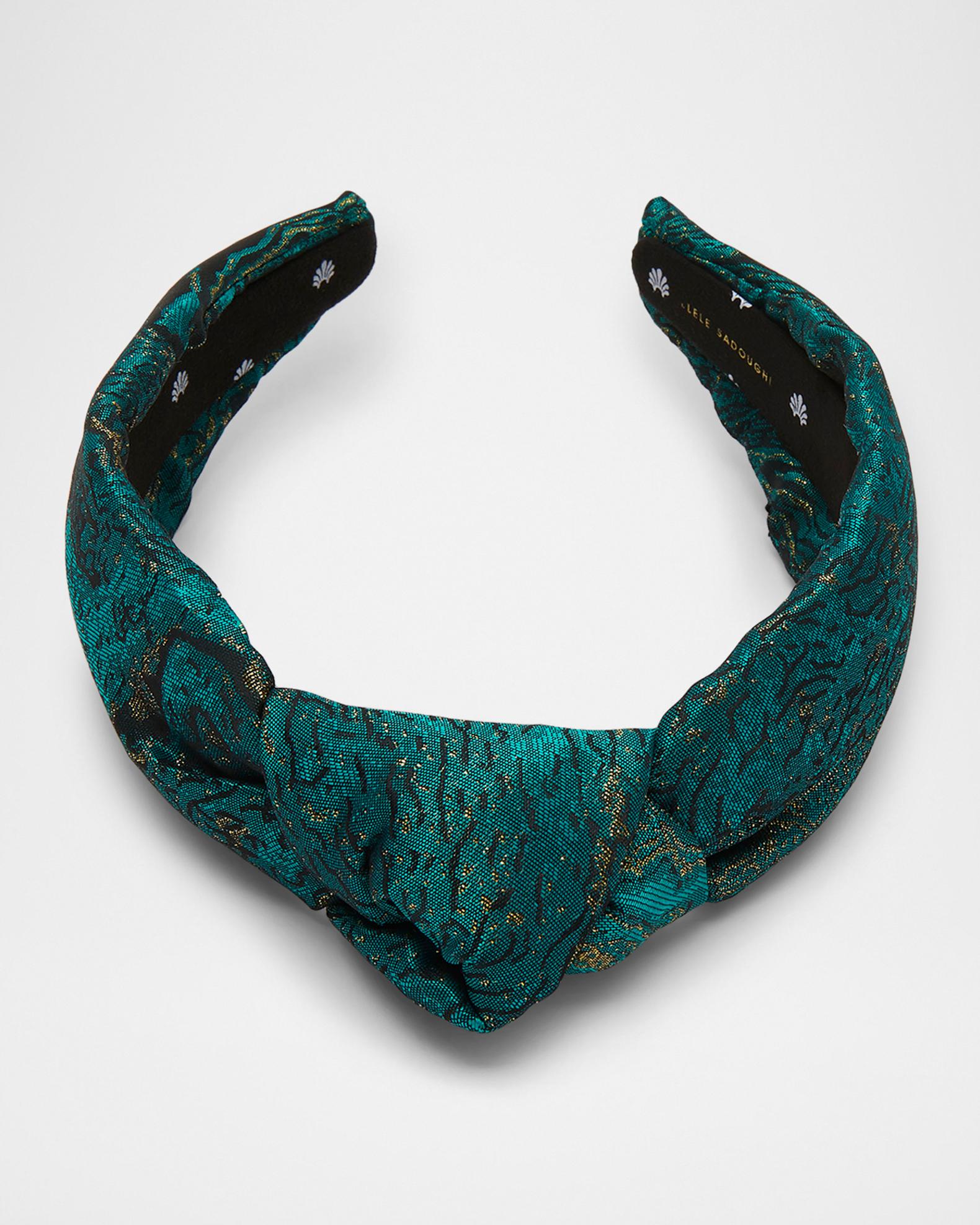 Lele Sadoughi Jade Knotted Brocade Headband | Neiman Marcus display picture 3