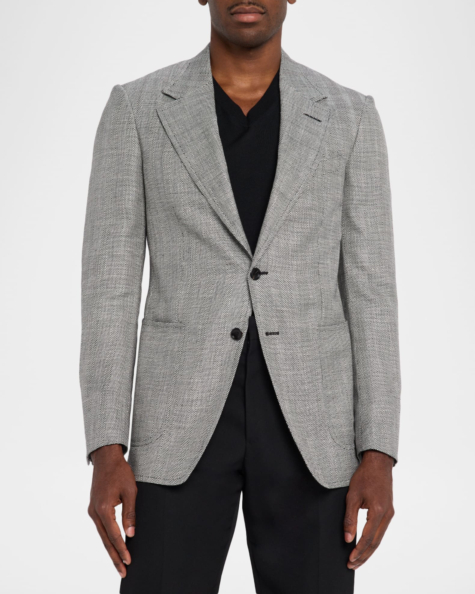 TOM FORD Men's Shelton Wool and Linen Chevron Sport Coat | Neiman