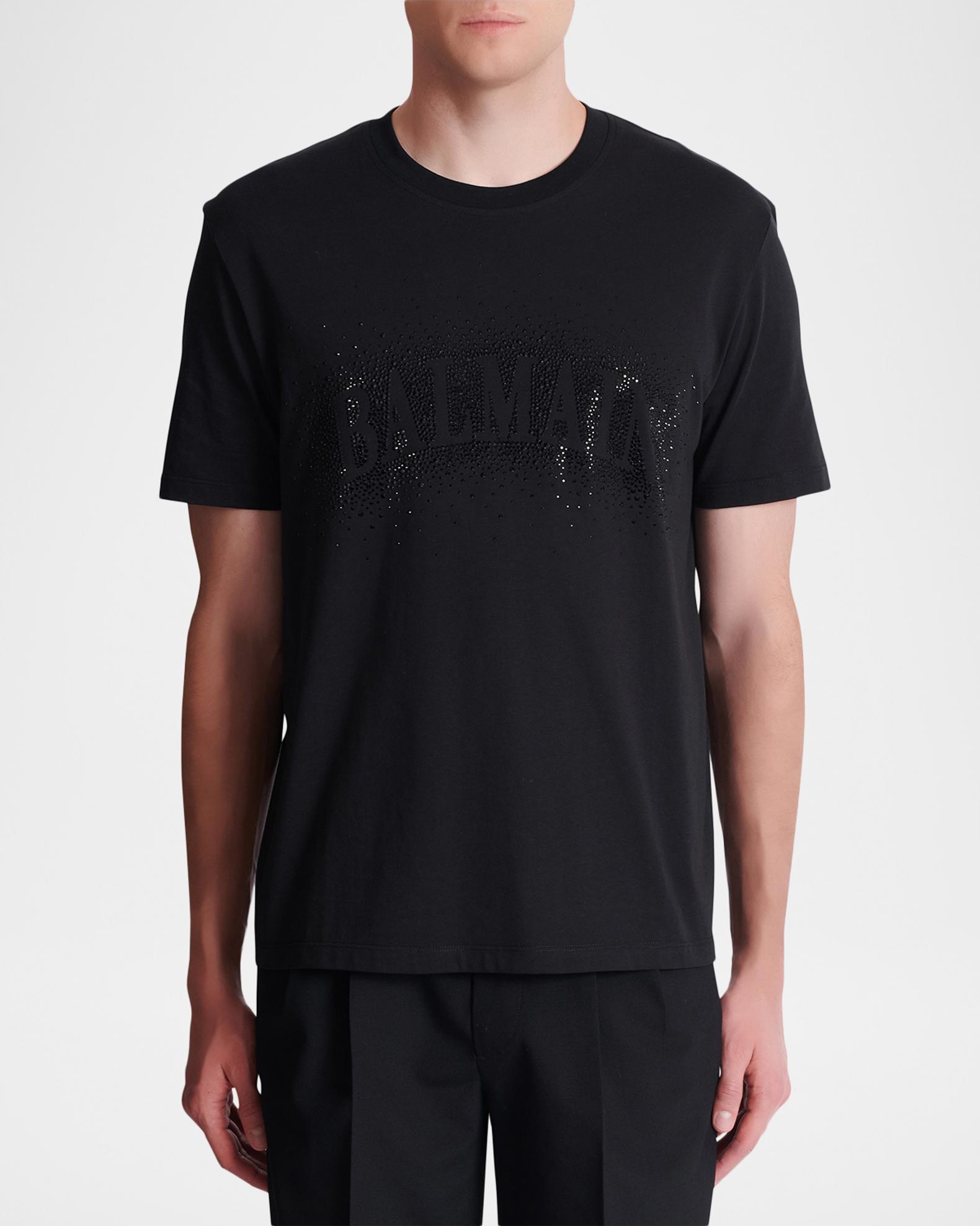 Balmain Men's Embroidered Crystal Logo T-Shirt | Neiman Marcus
