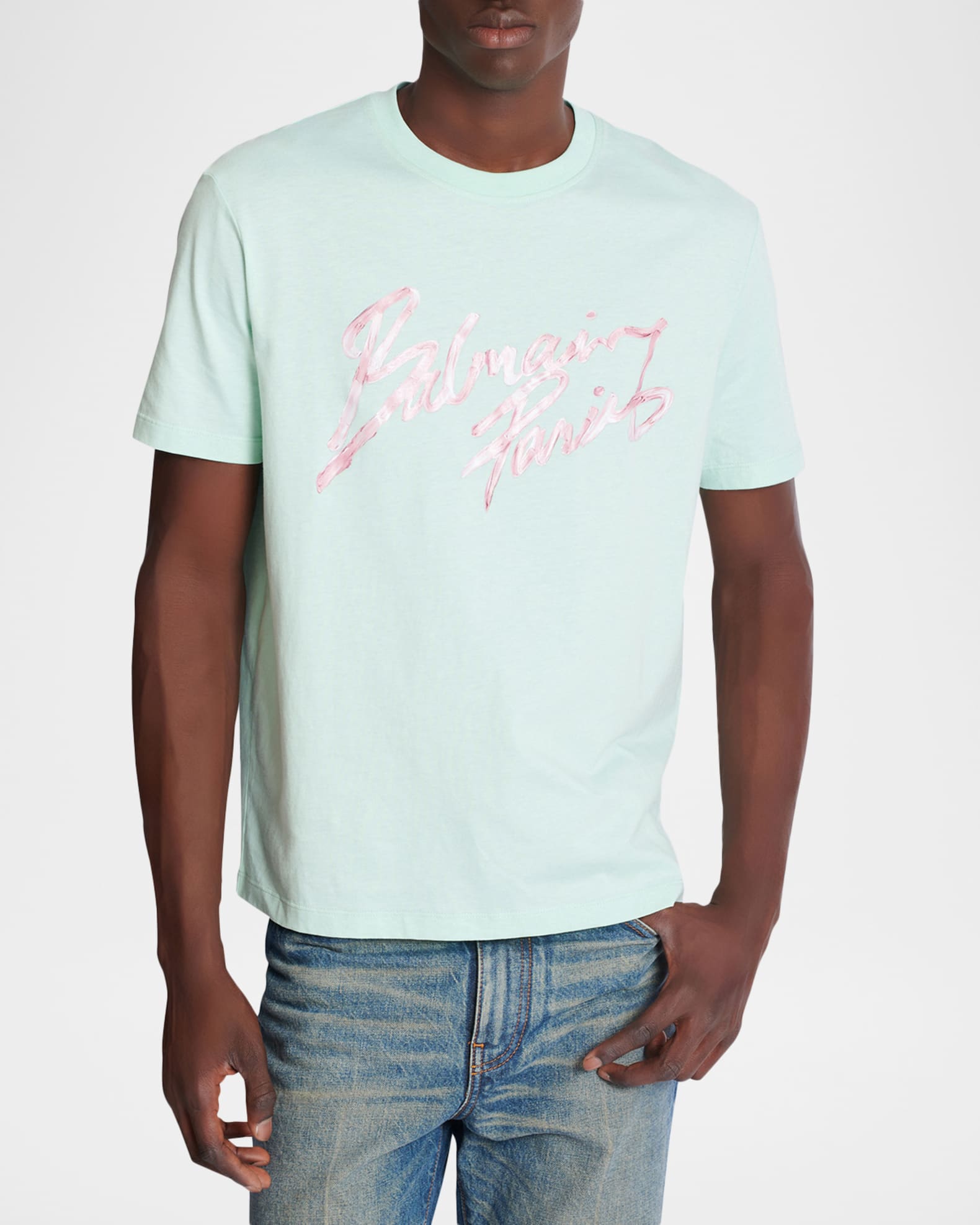 Balmain Men's Balmain Paris Printed Cotton T-Shirt | Neiman Marcus