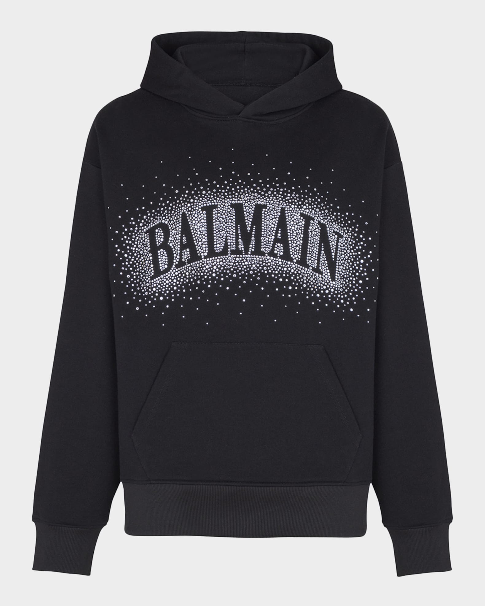 Balmain Men's Spray Crystal Logo Cotton Hoodie | Neiman Marcus