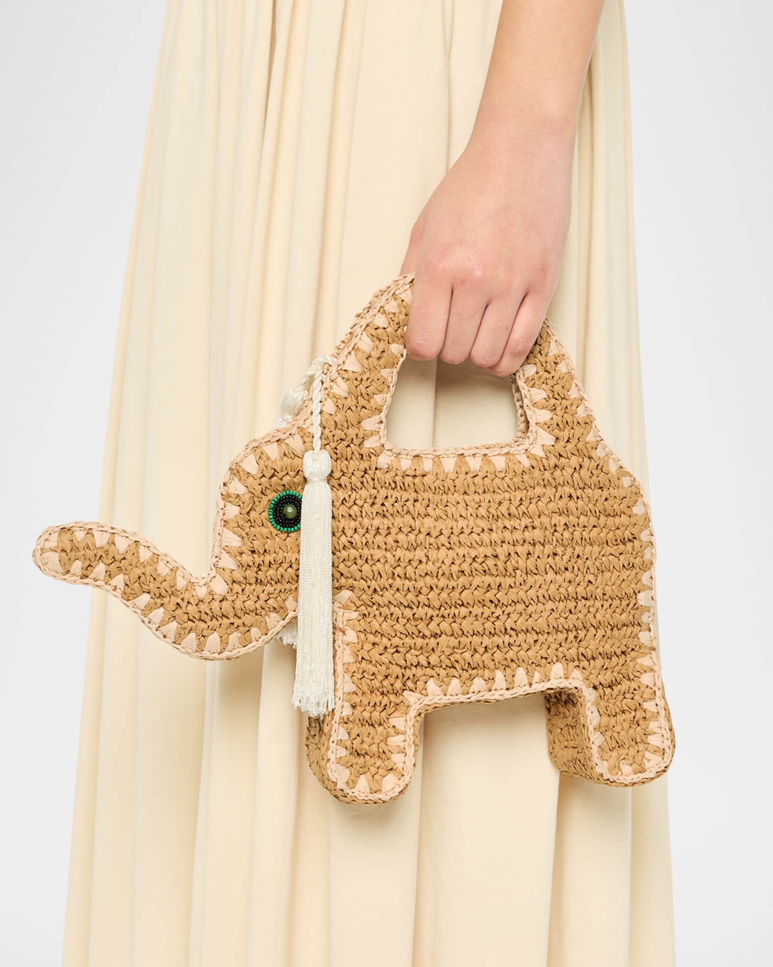 SIMONMILLER Raffia Elephant Top-Handle Bag | Neiman Marcus