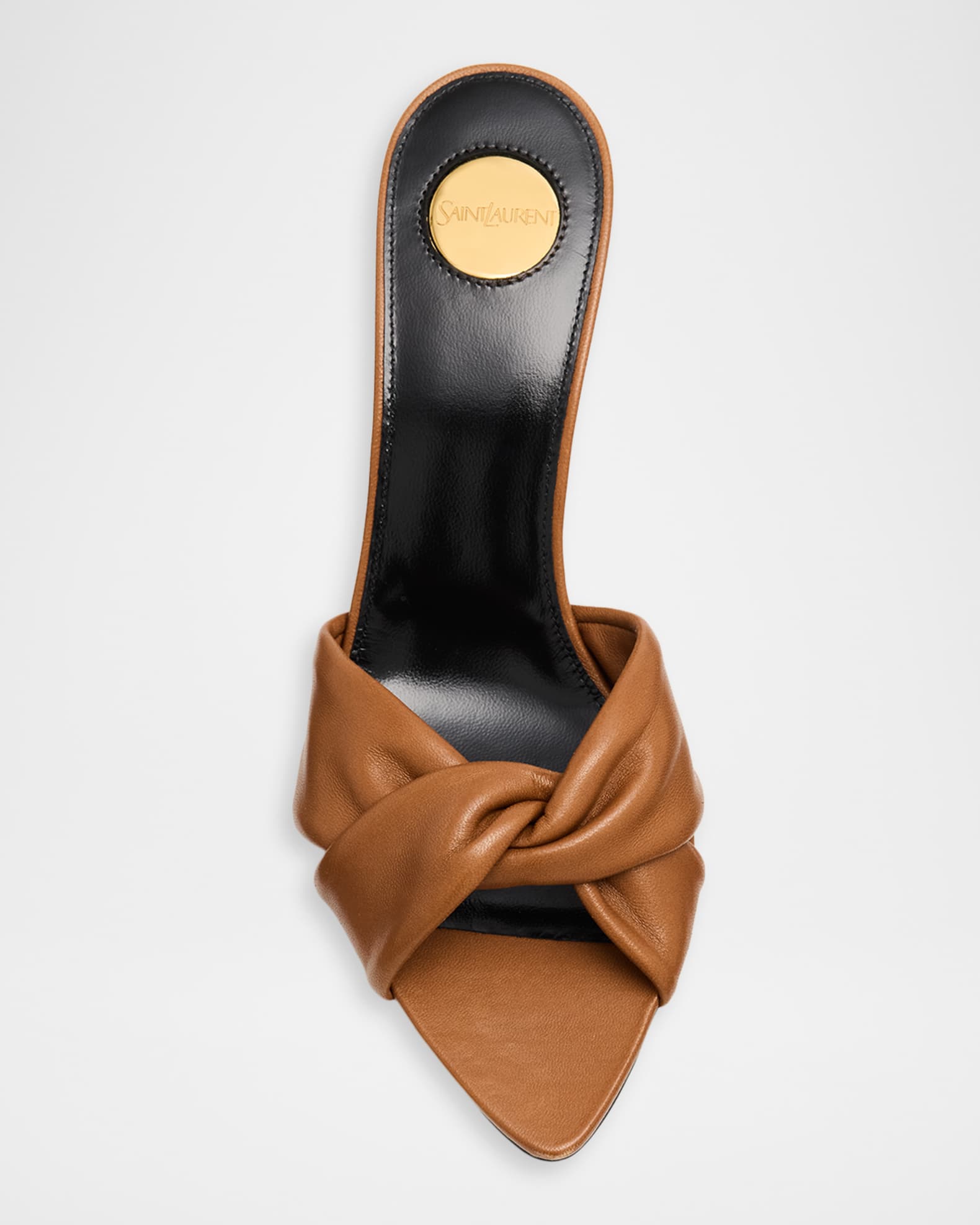 Saint Laurent 75mm Franciane Leather Mule Sandals | Neiman Marcus