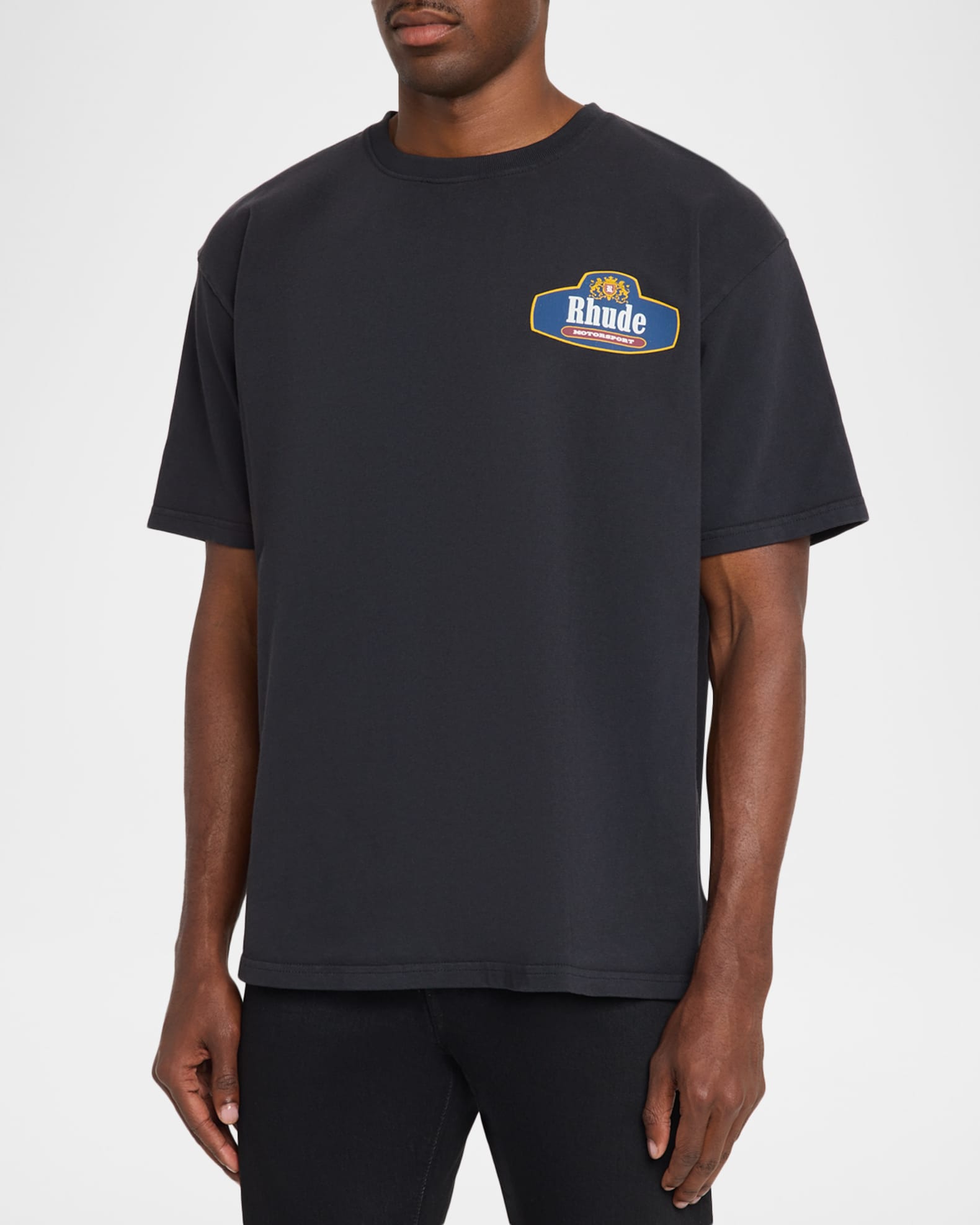 Rhude Men's Racing Crest Logo Cotton T-Shirt | Neiman Marcus