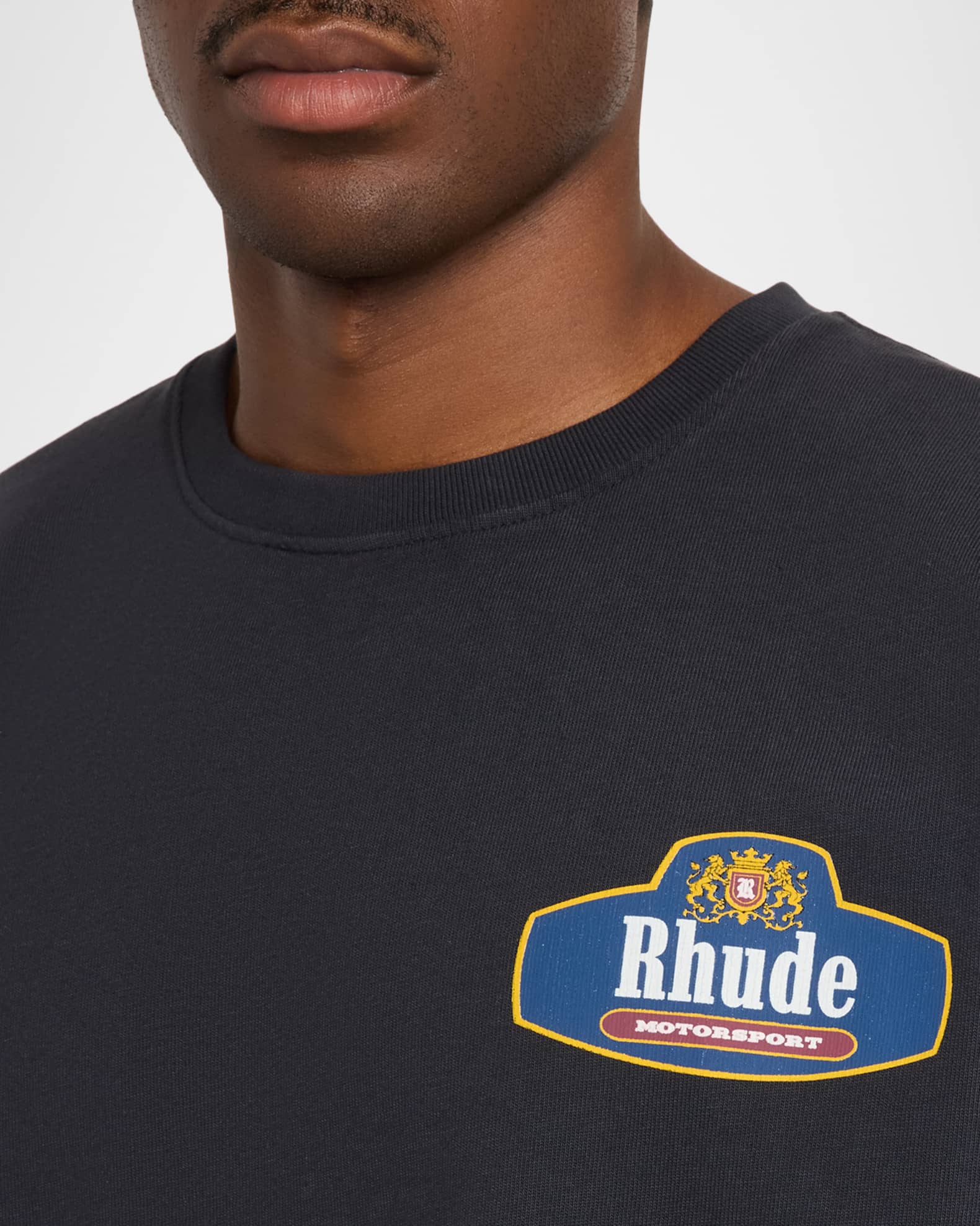 Rhude Men's Racing Crest Logo Cotton T-Shirt | Neiman Marcus