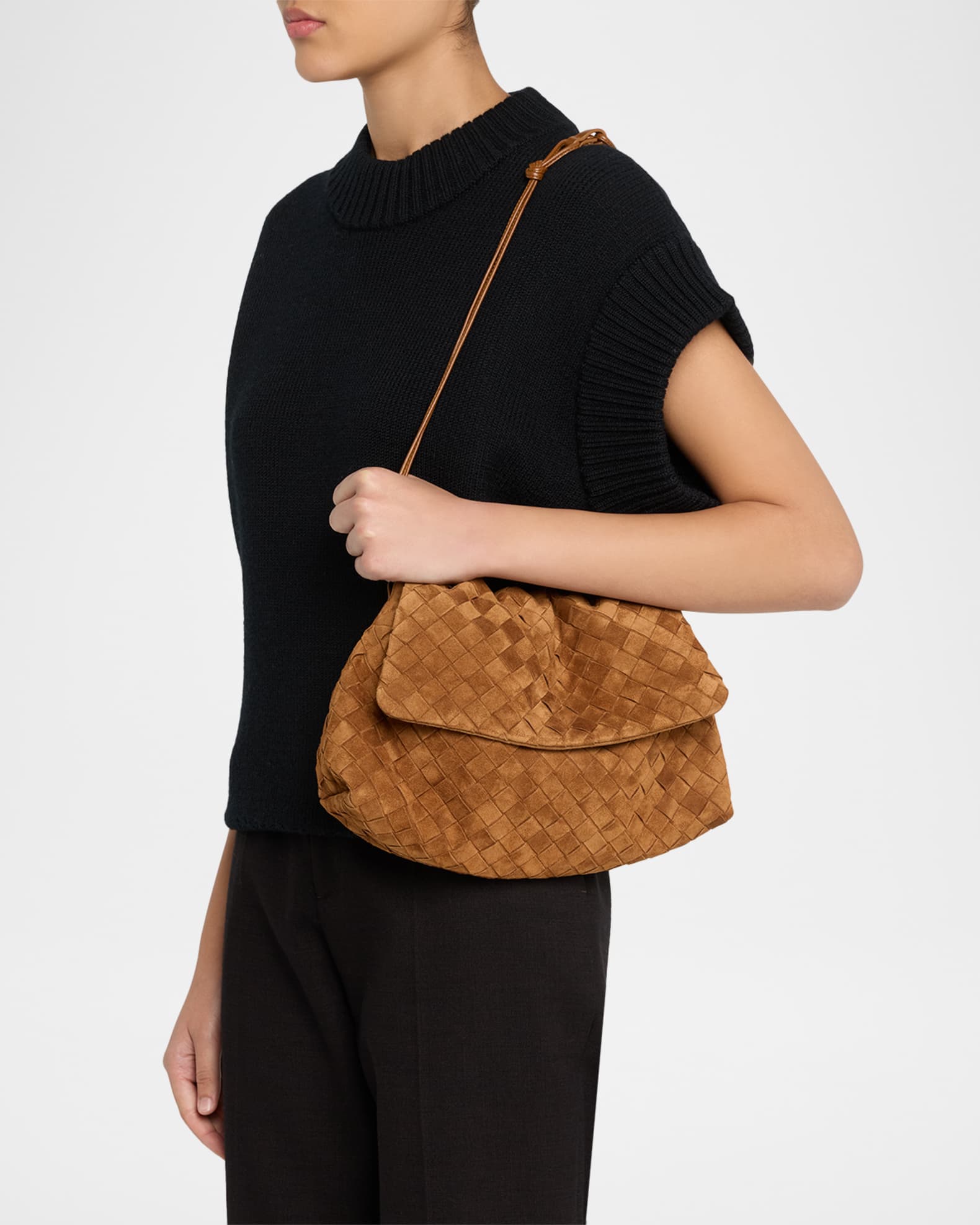 Bottega Veneta Giorno Suede Drawstring Shoulder Bag | Neiman Marcus