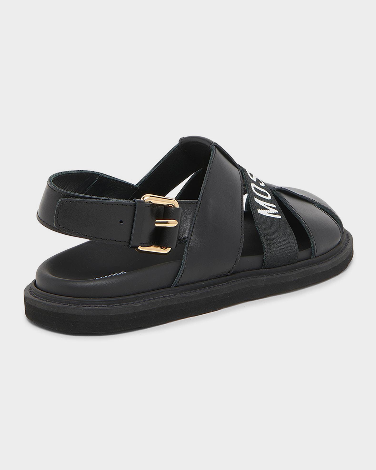 Moschino Black and Yellow Logo Strap for men Sandals PVC sandal slide with Lettering logo | Moschino main image 4
