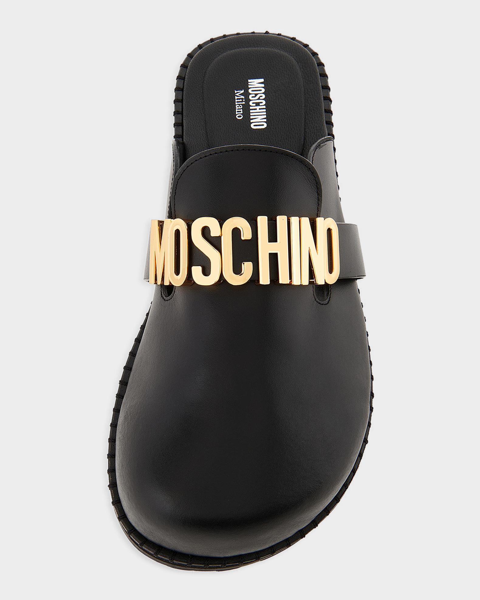 Moschino Men's M Logo Leather Mules | Neiman Marcus