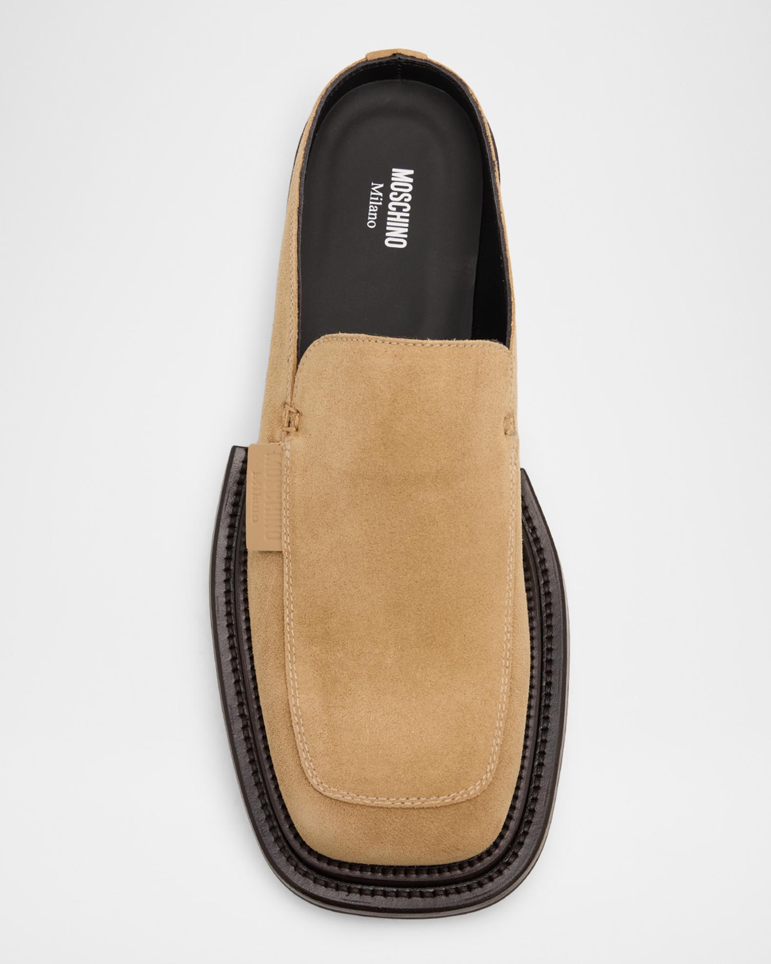 Moshchino Driving Loafers Mens 11 EU 44 Black Suede Business Modern $699.00 MOSCHINO MEN LUXURY BLACK SILVER LOGO LEATHER LOAFER  main image 2