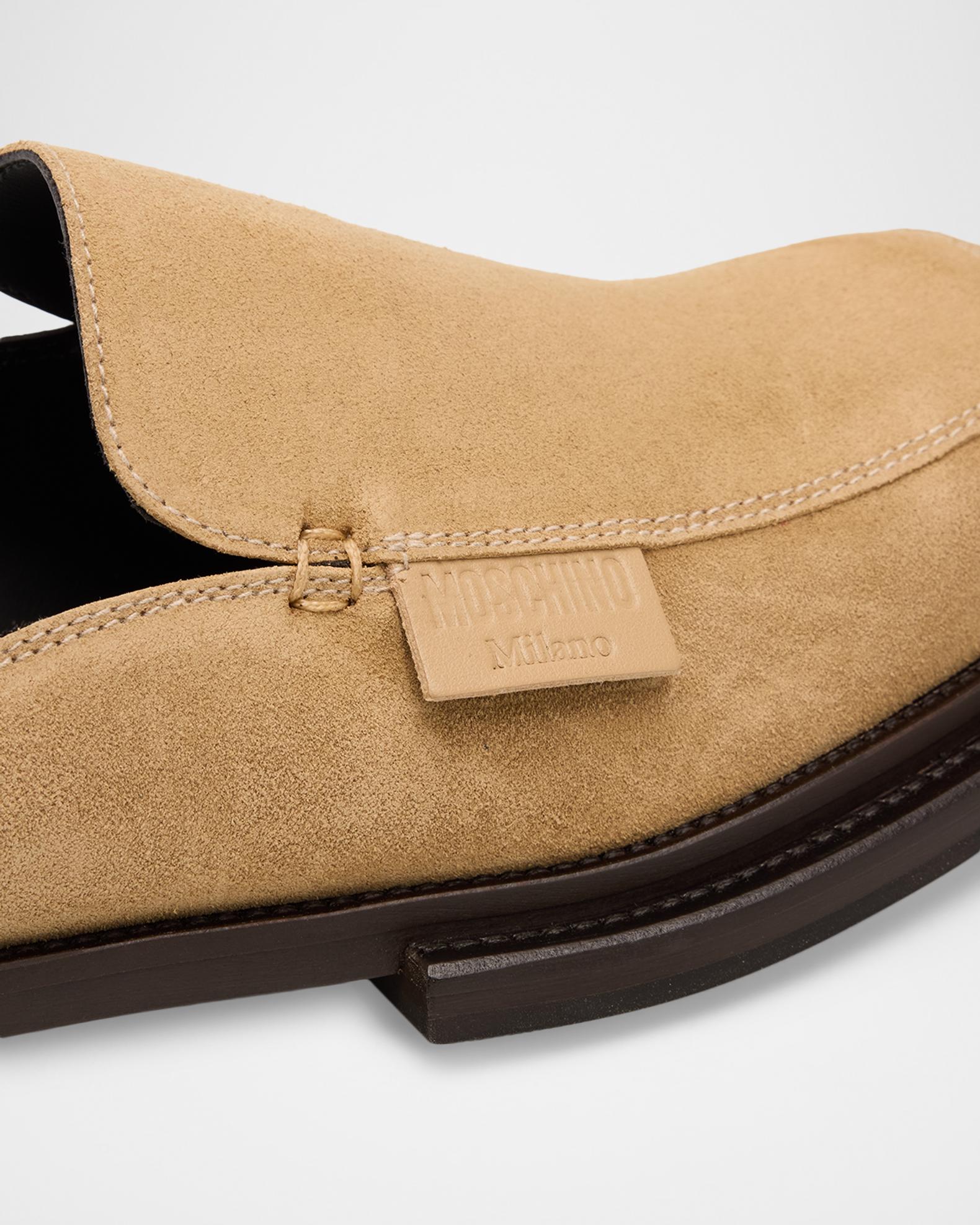 Moschino Men\'s Brown Suede Slip-On Loafers with Leather Trim Moschino Rovesciato Moccasin Loafer Shoe - Blue - Mens  main image 4