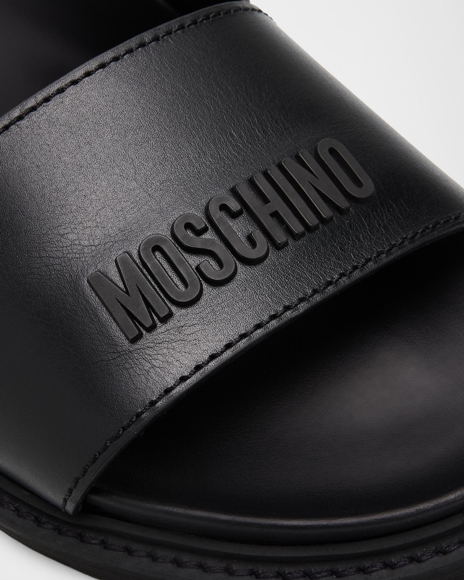 Moschino Men’s Black Logo Slides Slip On Sandals 46 Moschino Leather Cross-Strap Slides Gold Logo | Sendegaro ZA main image 3