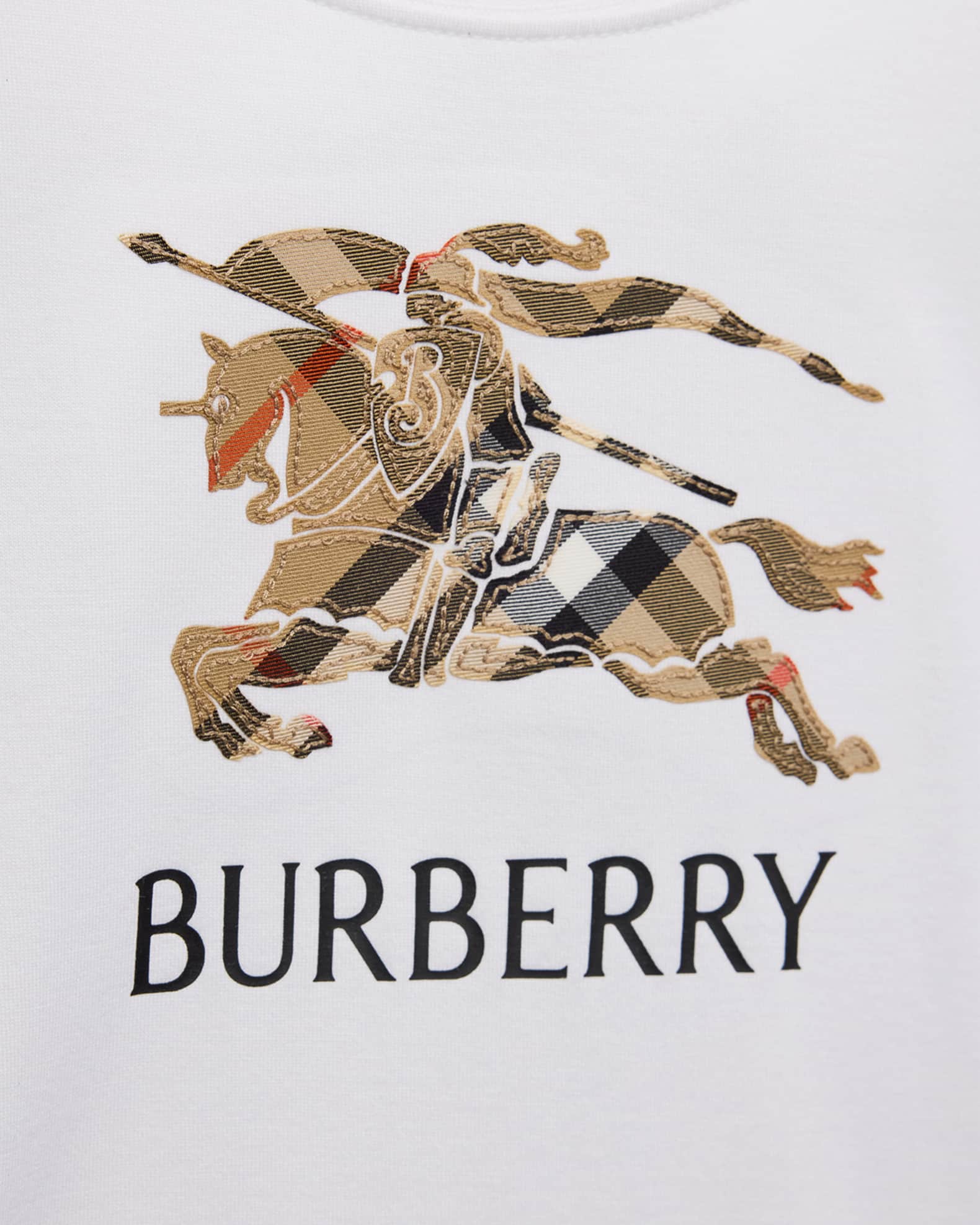 Burberry Girl's Check Trim Cotton Top, Size 6M-14 | Neiman Marcus