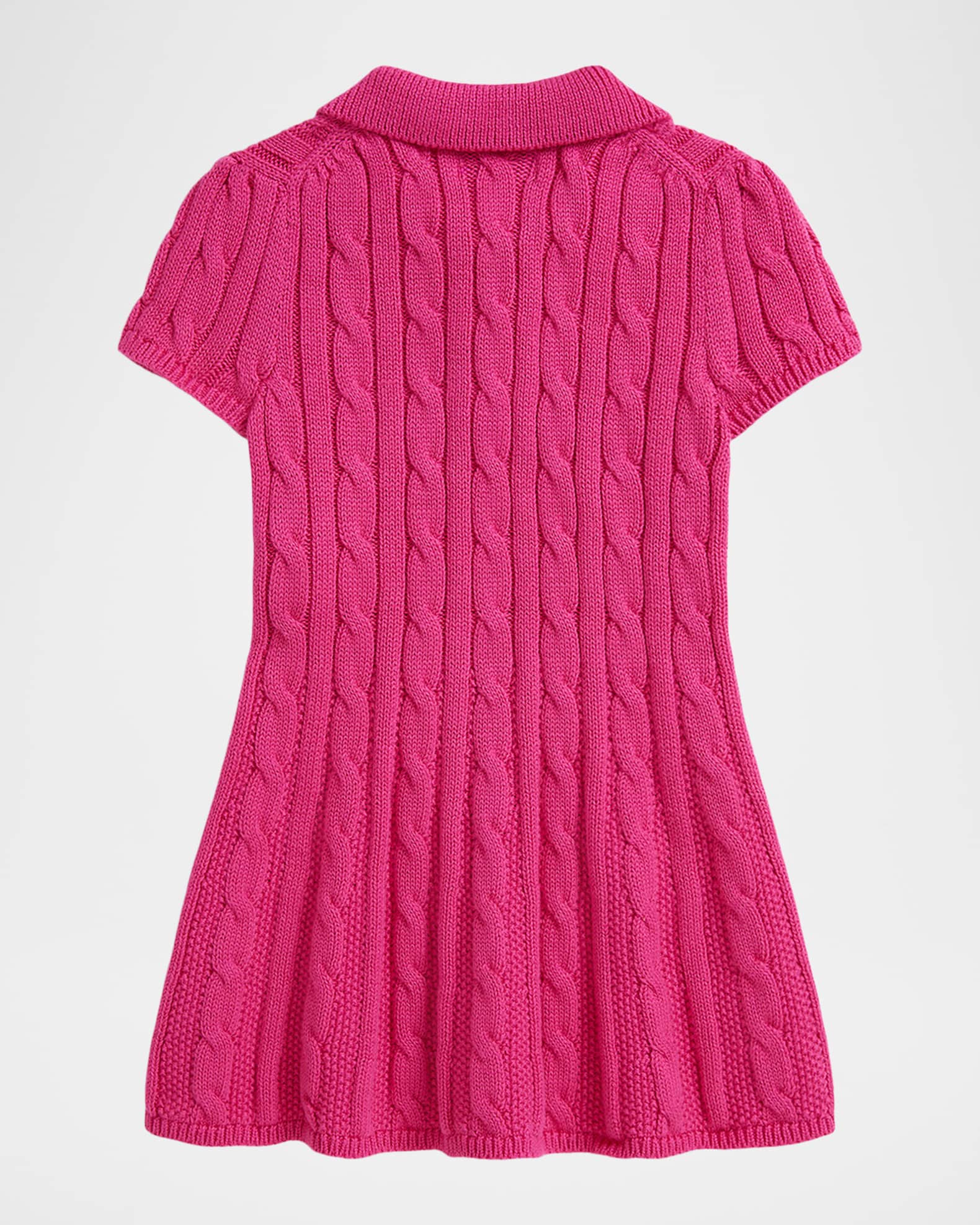 Girl's Cable-Knit Cotton Polo Sweater Dress, Size 3M-24M